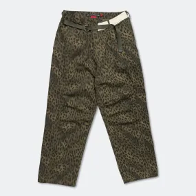 Leopard Cross-over Wide Jeans - Khaki abrasion resistant coating