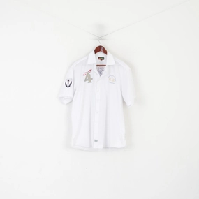 La Martina Men XXL Casual Shirt White Cotton #4 Polo Argentino French Alps Top High-End Look