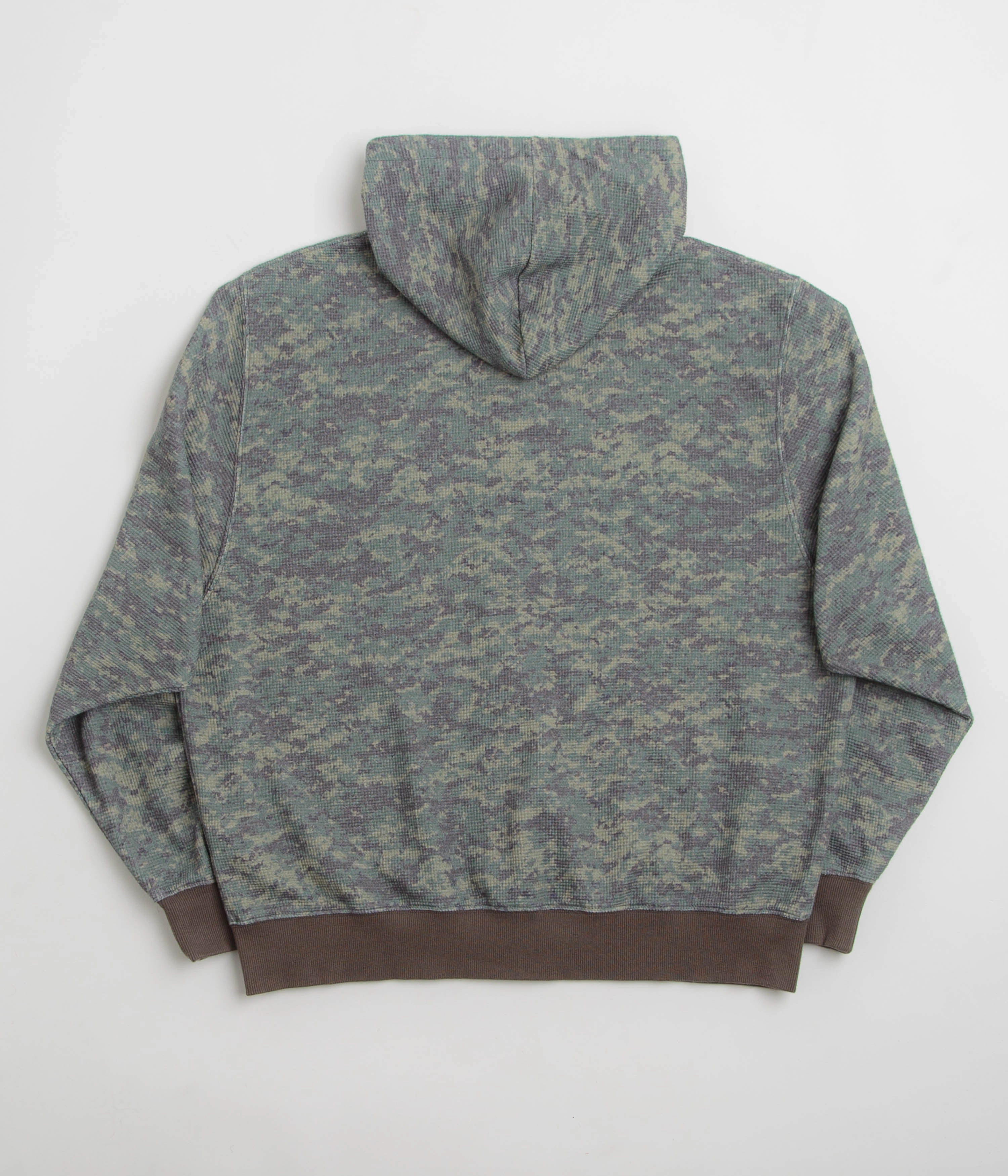 French Terry Cloth Hidden Pocket Compartments Yardsale Camo Zero Hoodie - Washed Green