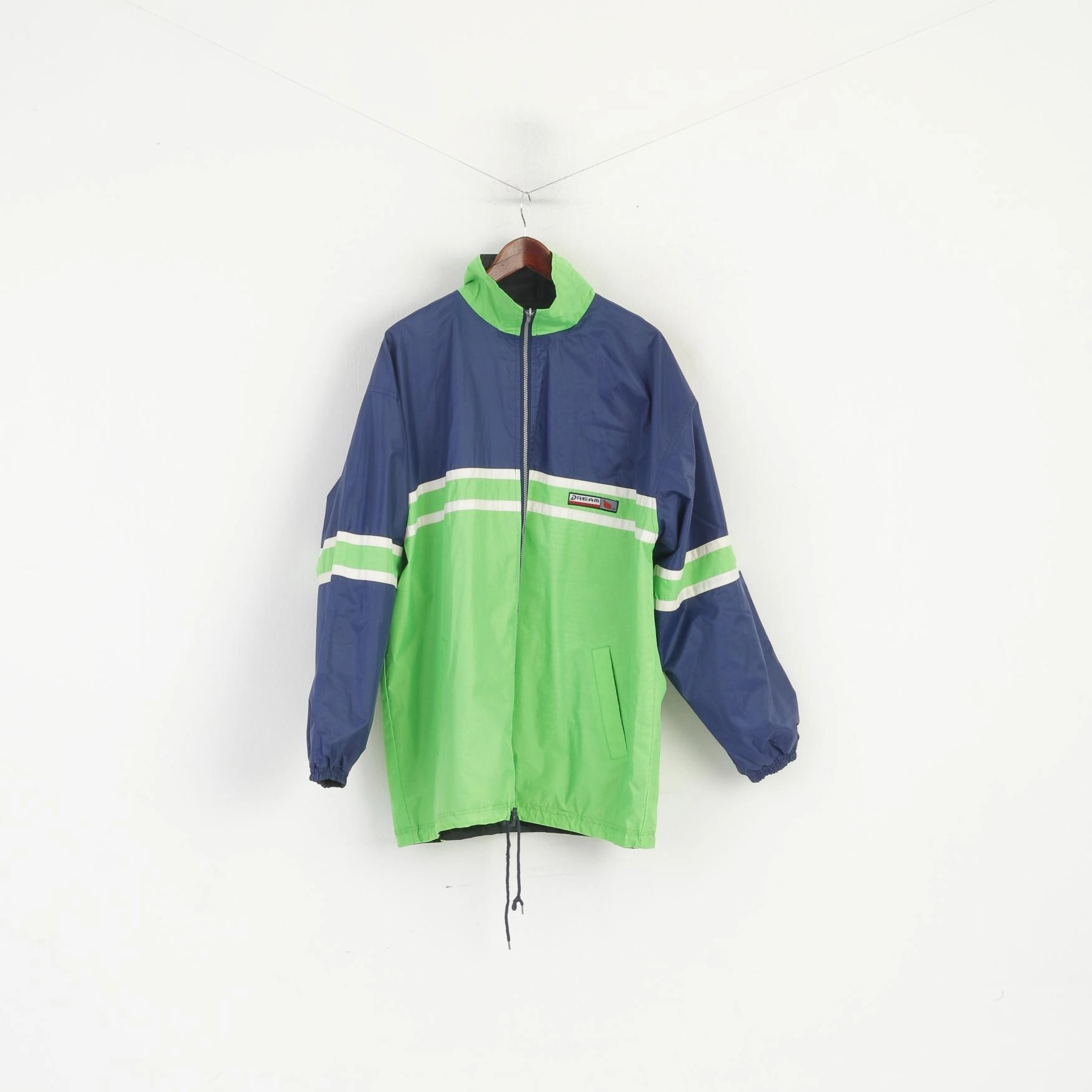 Dream Athletic Dept Men XL Jacket Blue Black Double Sided Vintage Hooded Top Essential Fit Tights