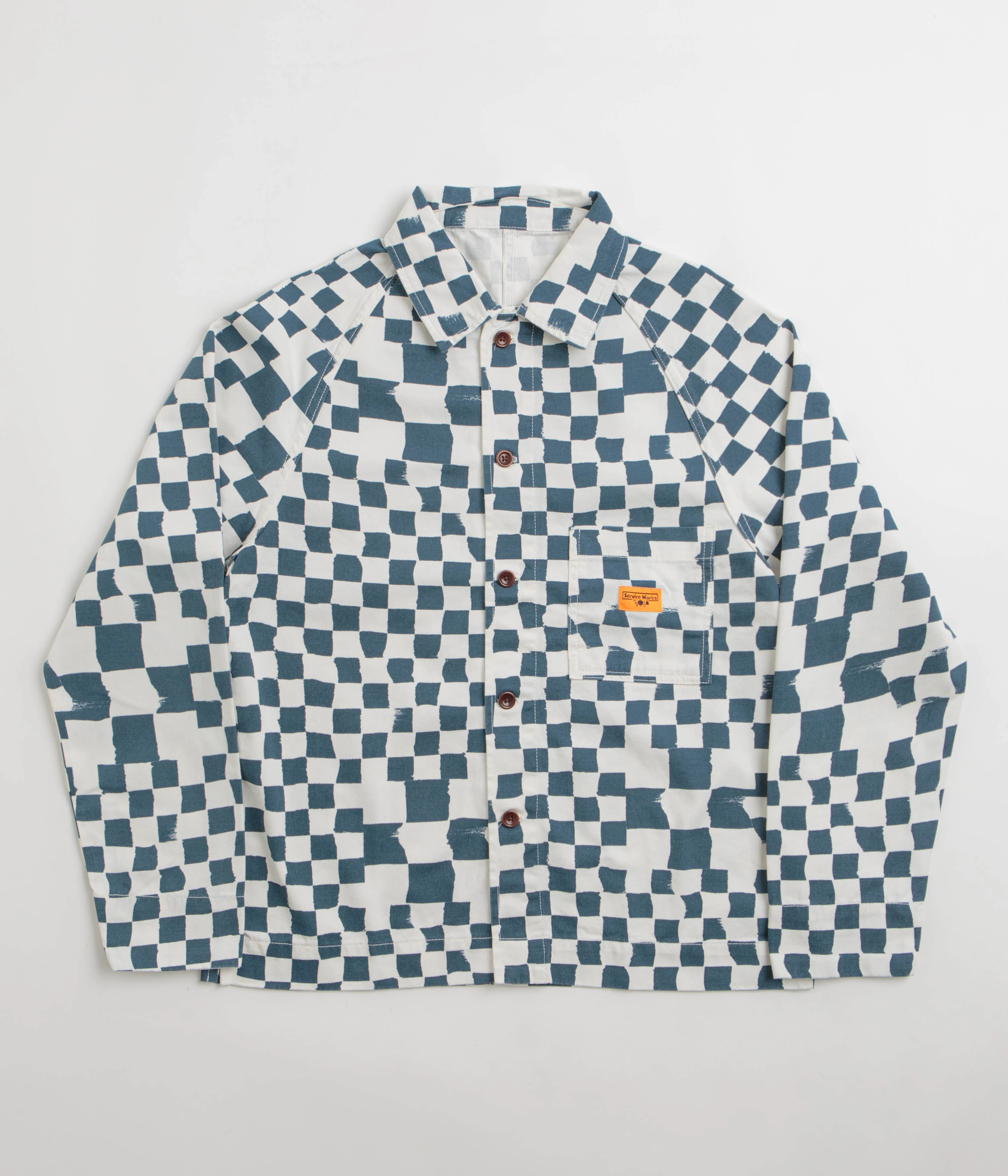 Service Works Drill Printed FOH Jacket - Teal Checker Light Insulation Rain Adventure