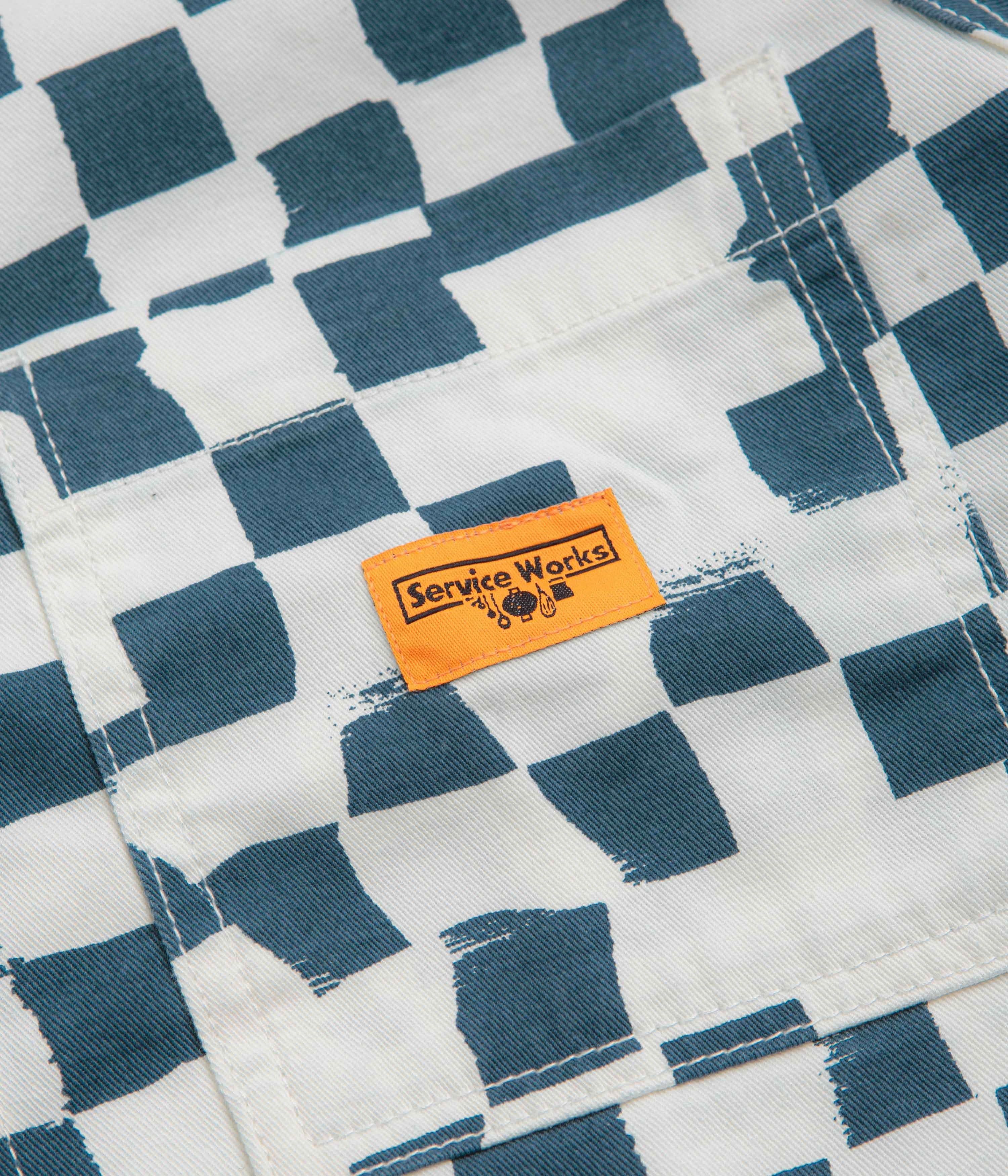 long sleeved Service Works Drill Printed FOH Jacket - Teal Checker