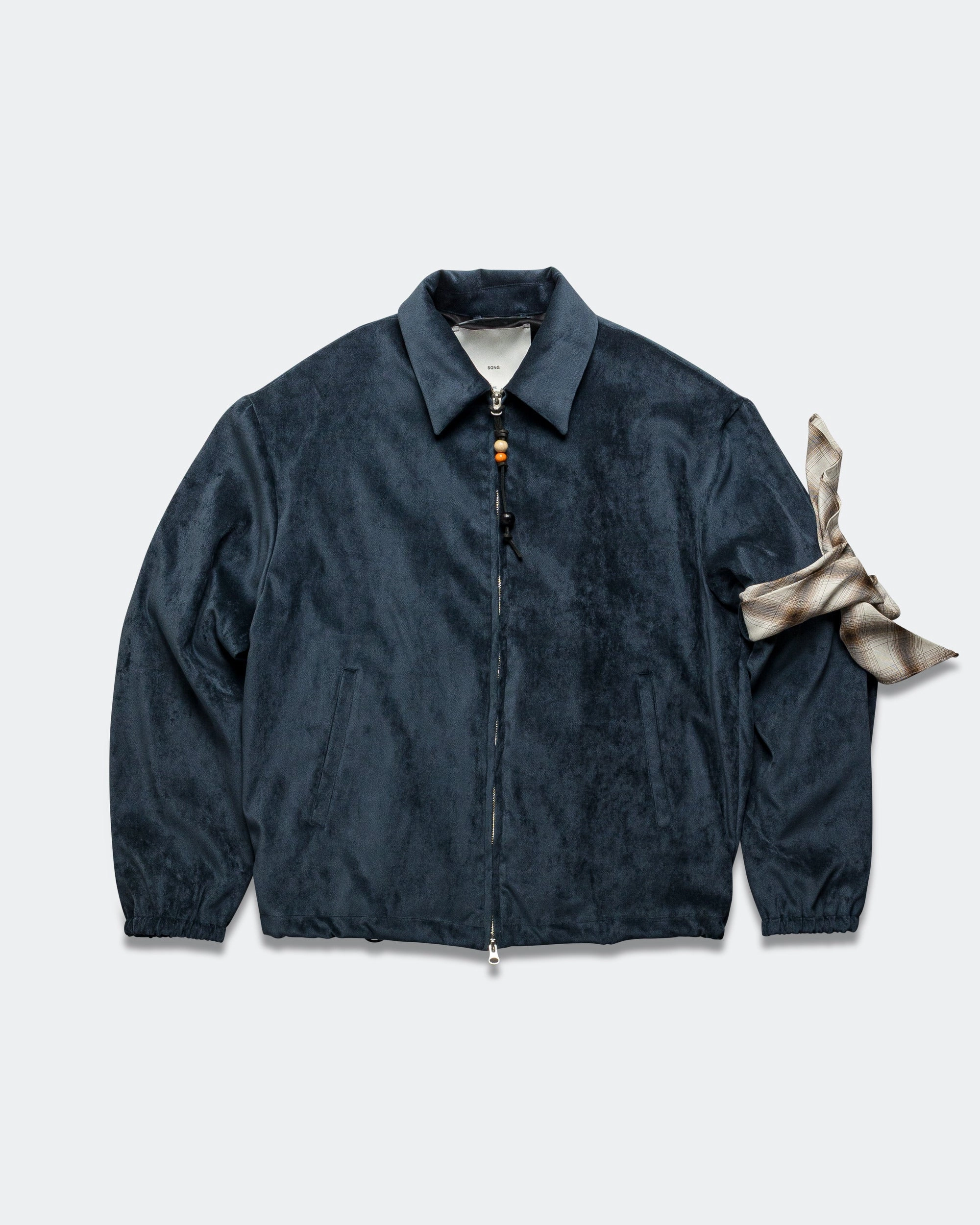 Good Material Slim Coach Jacket - Navy Soft Faux Suede