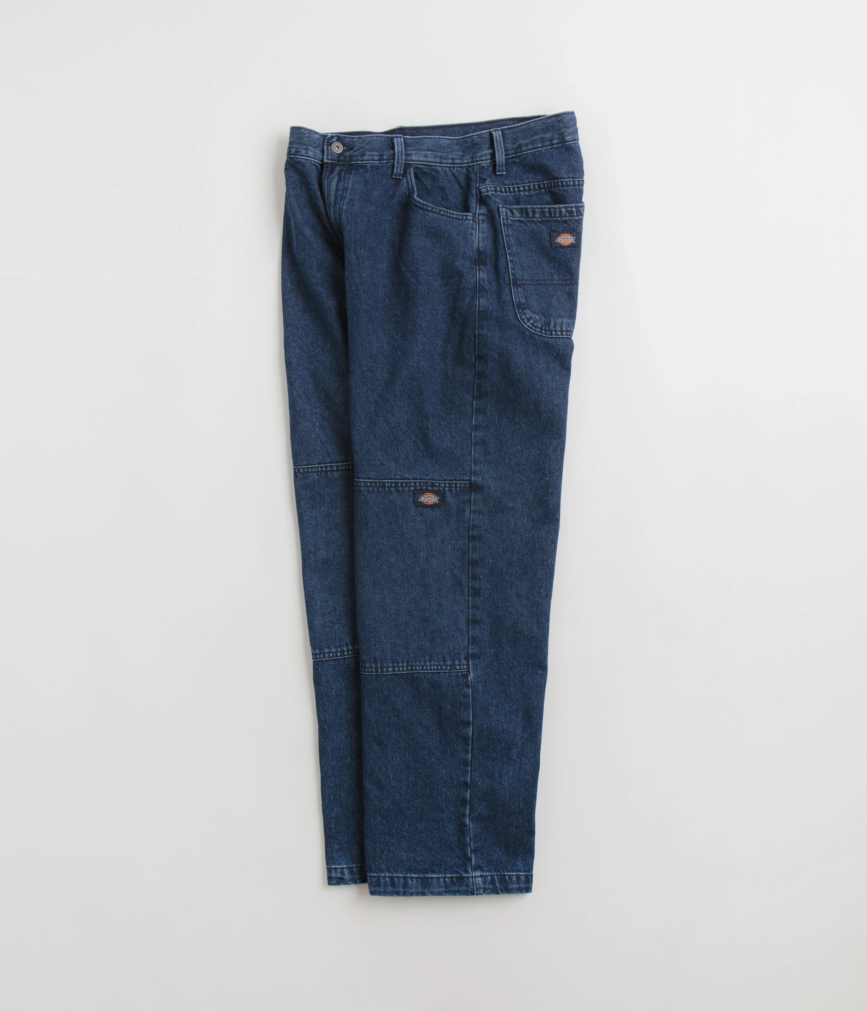 Modern Winter Warmth Loose All Day Wear Dickies Double Knee Jeans - Stonewashed Indigo Blue