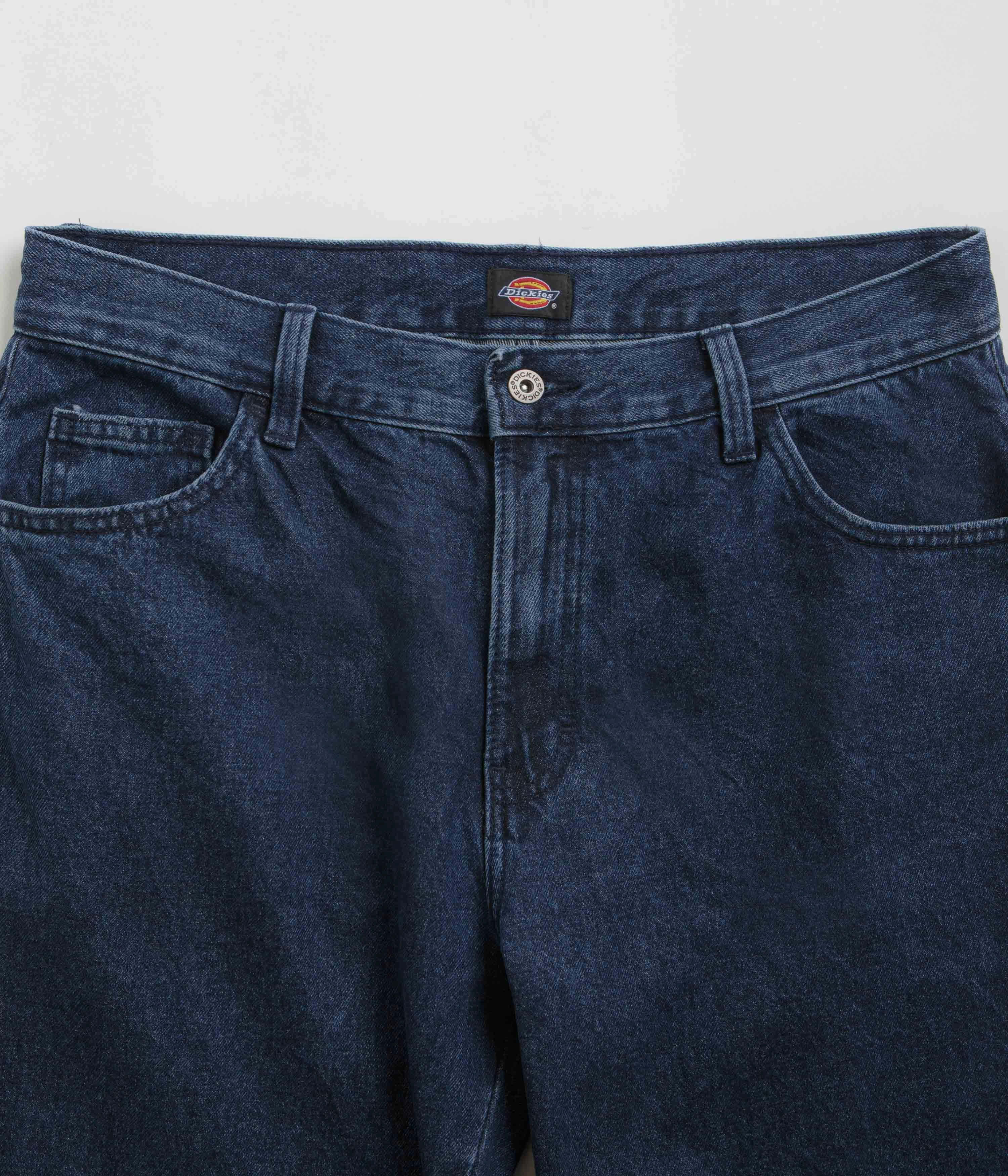 Light Washed Year Round Dickies Double Knee Jeans - Stonewashed Indigo Blue