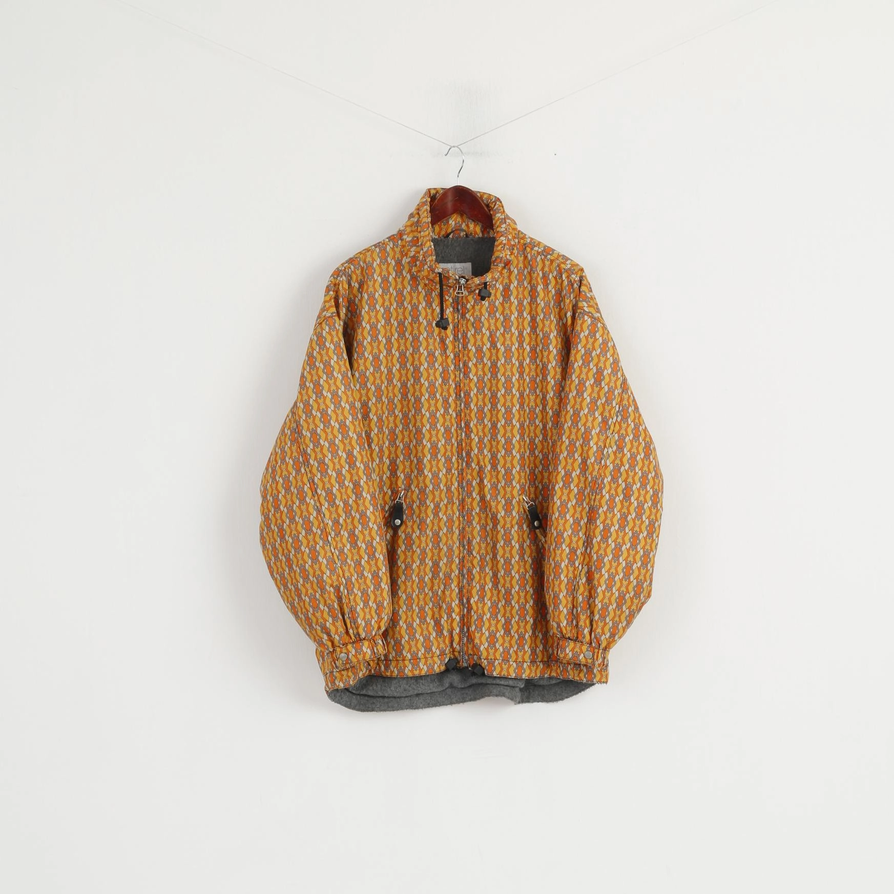 second - hand Etirel Men M Jacket Bomber Orange Vintage Diamond Print Ski Fleece Inside Top