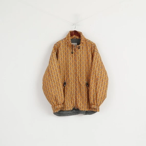 second - hand Etirel Men M Jacket Bomber Orange Vintage Diamond Print Ski Fleece Inside Top