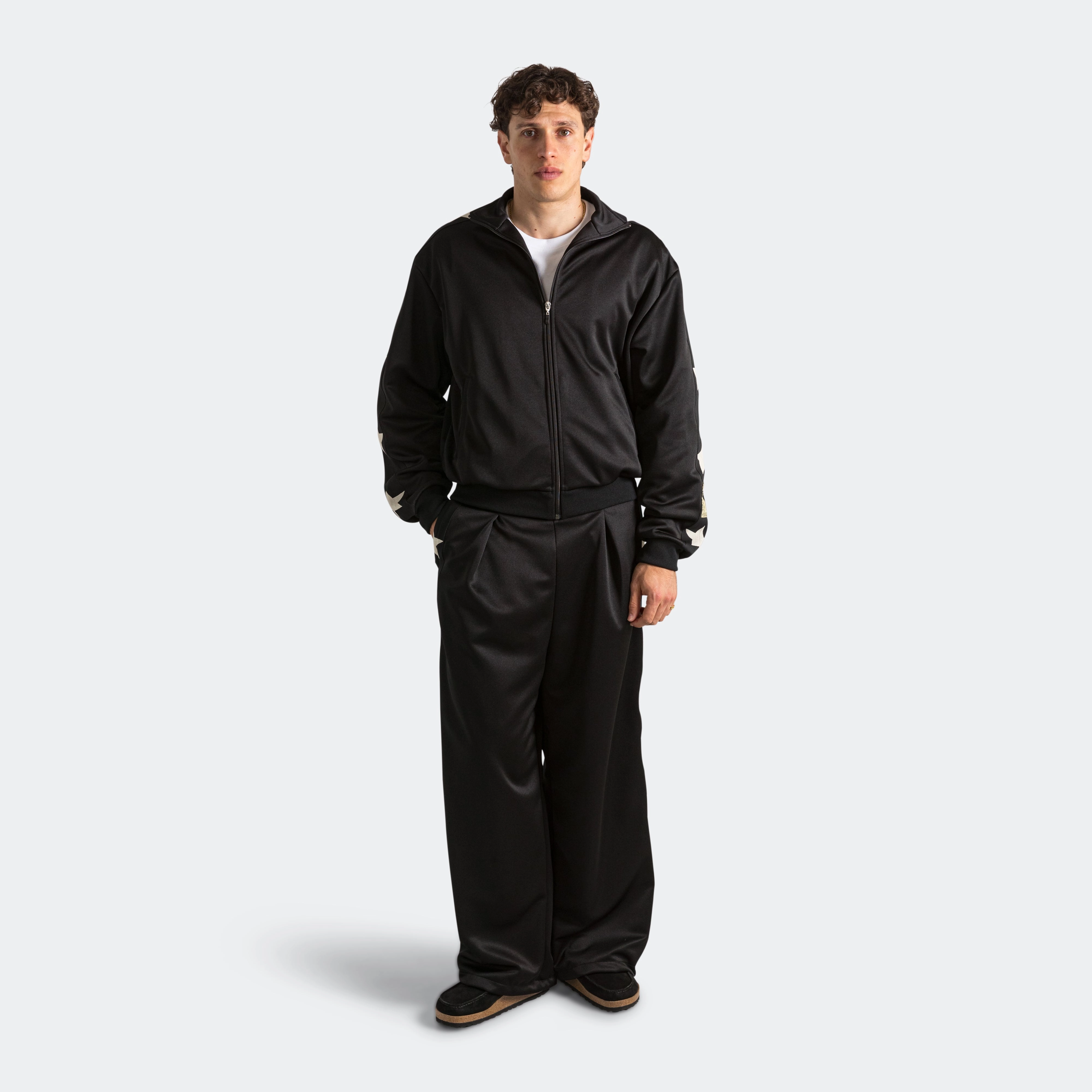Compression Support Lining Smooth Jersey Stantman&woman Baggy Track Pants - Black