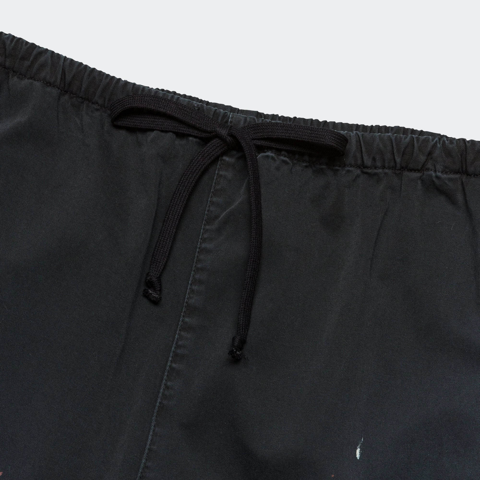 Structured Hemline Thermal Insulation Layer Cotton Jersey Paint Splatter Pants - Black