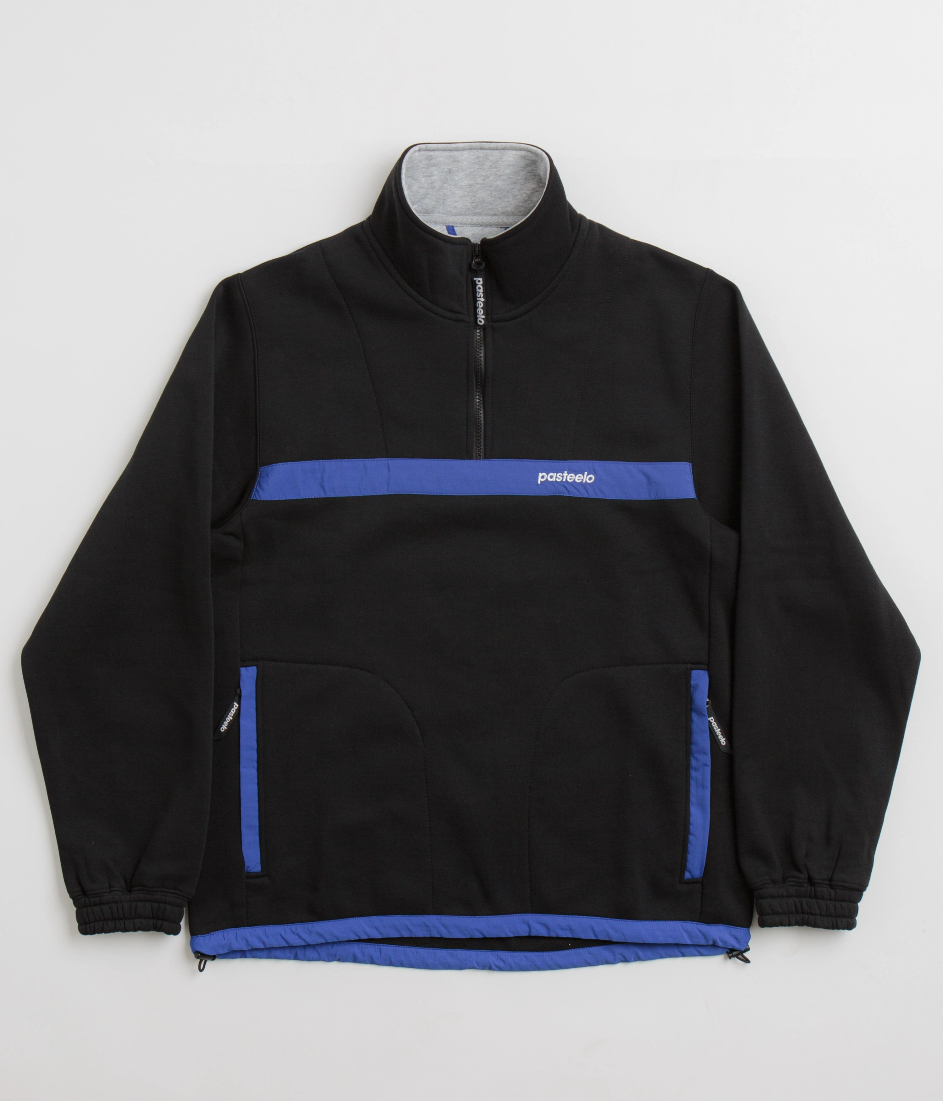 Pasteelo Contrast 1/4 Zip Sweatshirt - Black / Royal Cozy Fashion