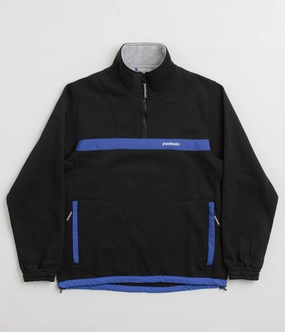 Pasteelo Contrast 1/4 Zip Sweatshirt - Black / Royal Cozy Fashion