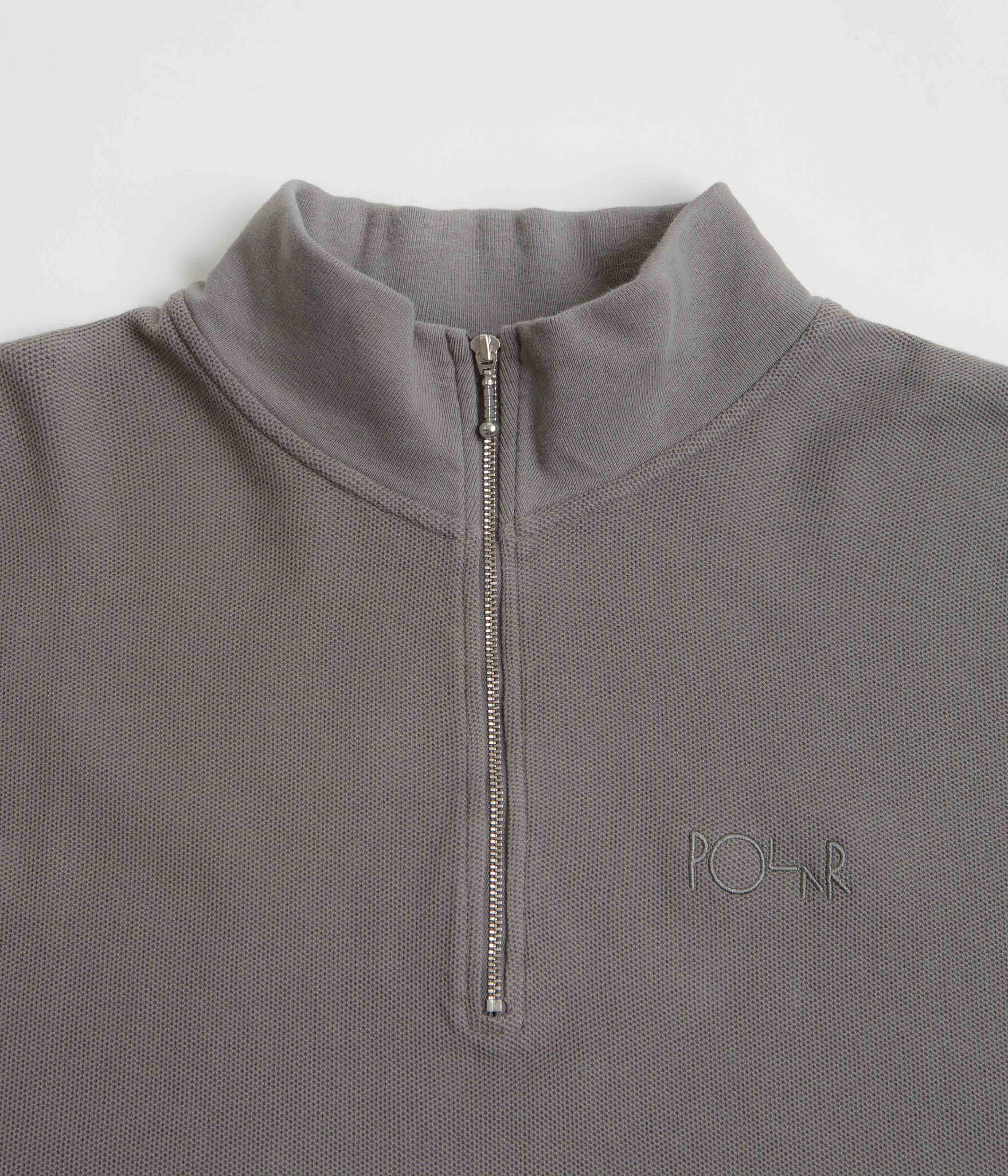 Ventilated Back Everyday Outfit Polar Pique Half Zip Shirt - Grey