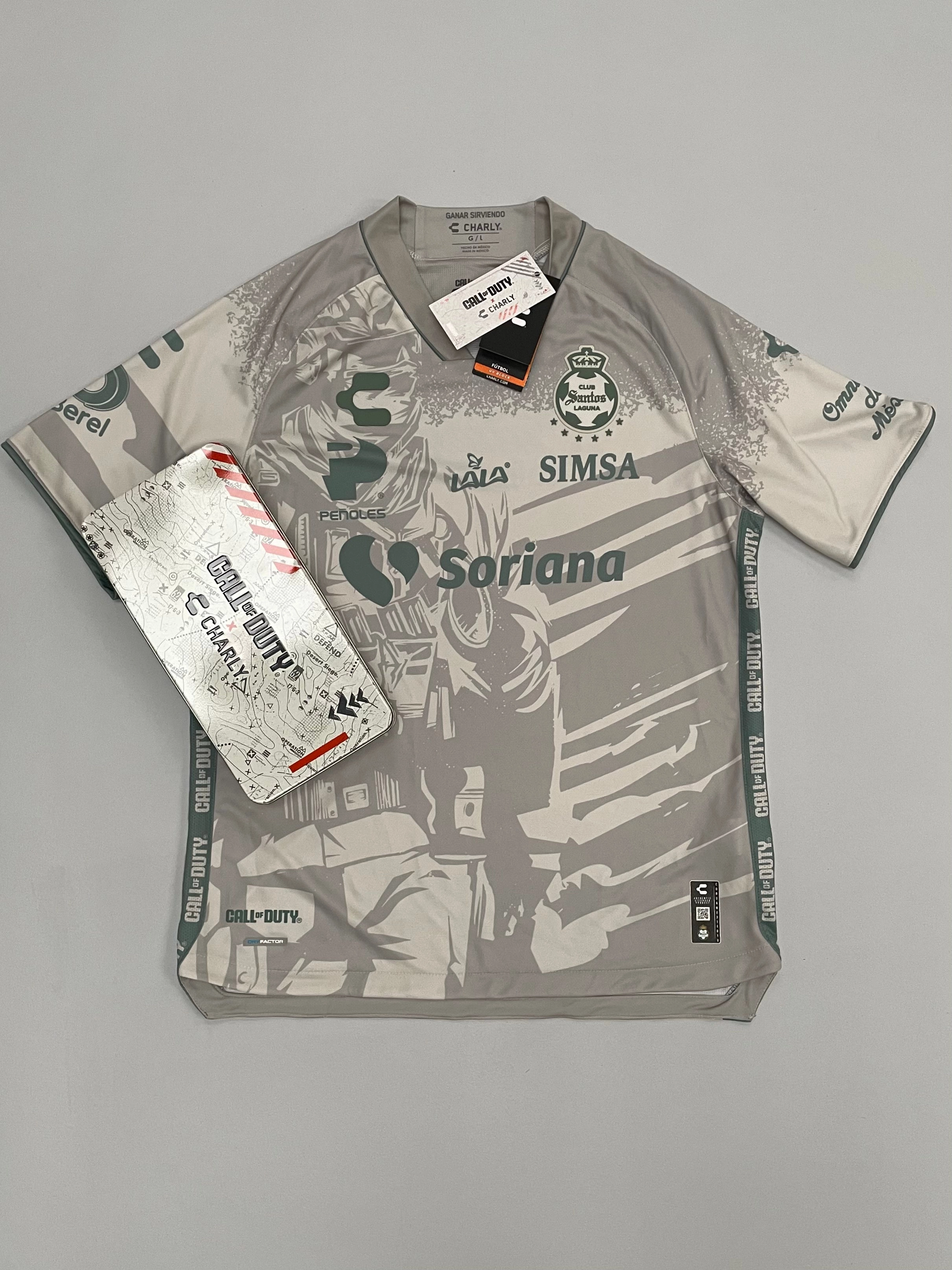 Quick Evaporate Technology 2023/24 SANTOS LAGUNA X CALL OF DUTY *BNWT* SIGNED SHIRT (L) CHARLY