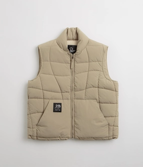 by Parra Waved Alien Puffer Vest - Tan Aid Sports Jacket