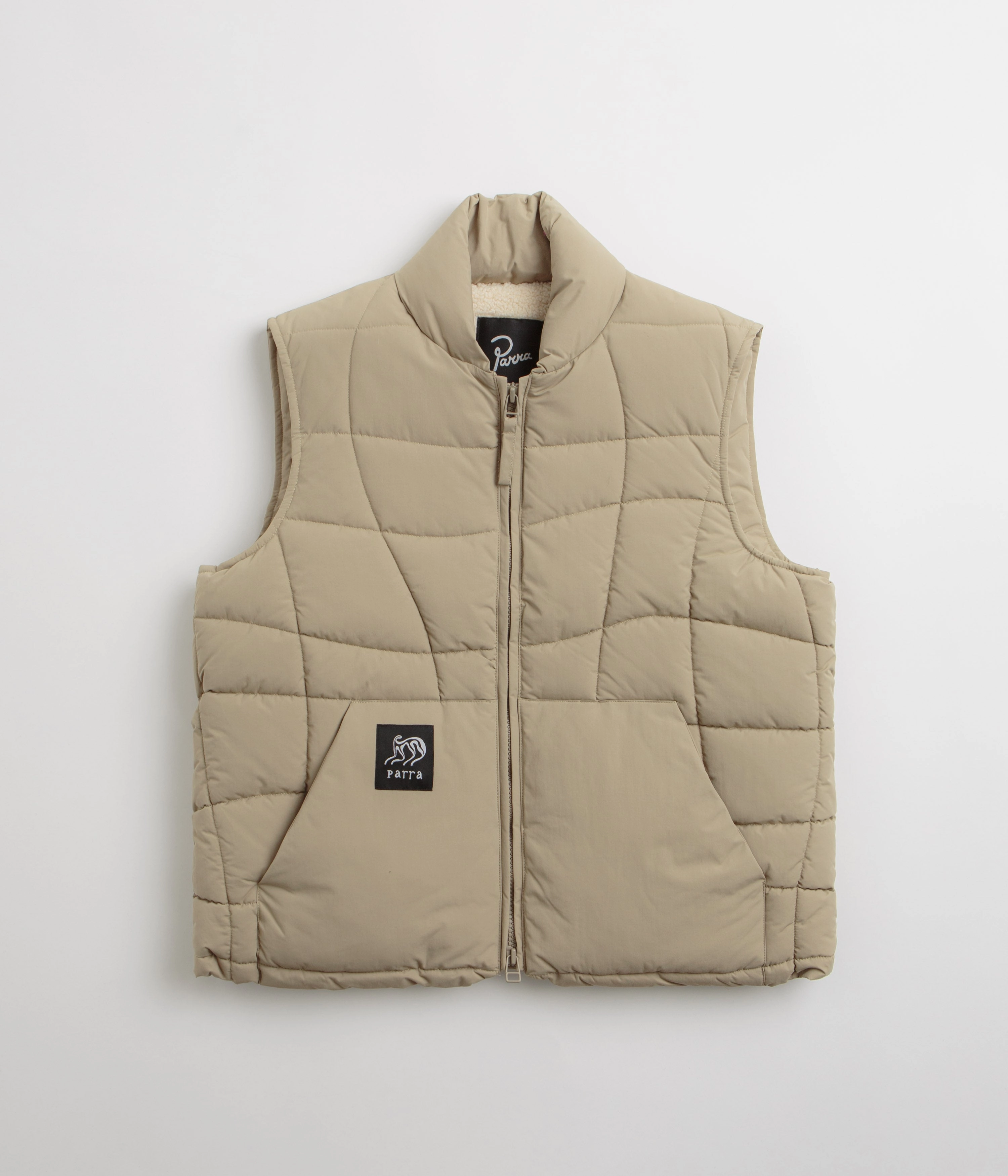 by Parra Waved Alien Puffer Vest - Tan Aid Sports Jacket
