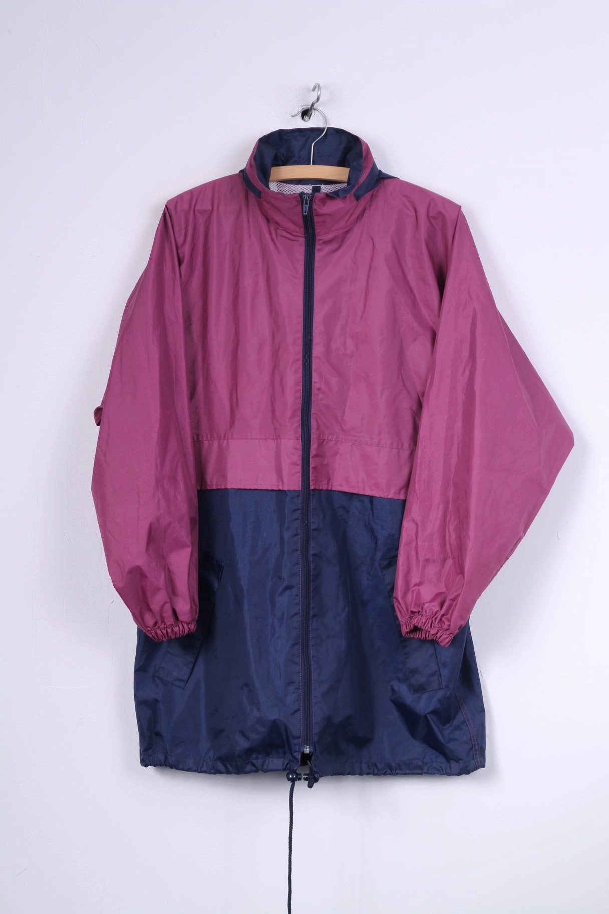 Antartex Mens S Rain Jacket Outdoors Hooded Plum/Navy Nylon Waterproof Hidden Hood Volunteer