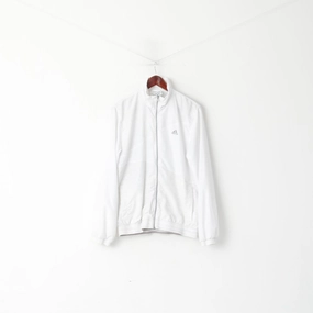 Adidas Men M 180 Jacket White Shiny Bomber Activewear Full Zipper Mesh Lined Top Action Quick Fit