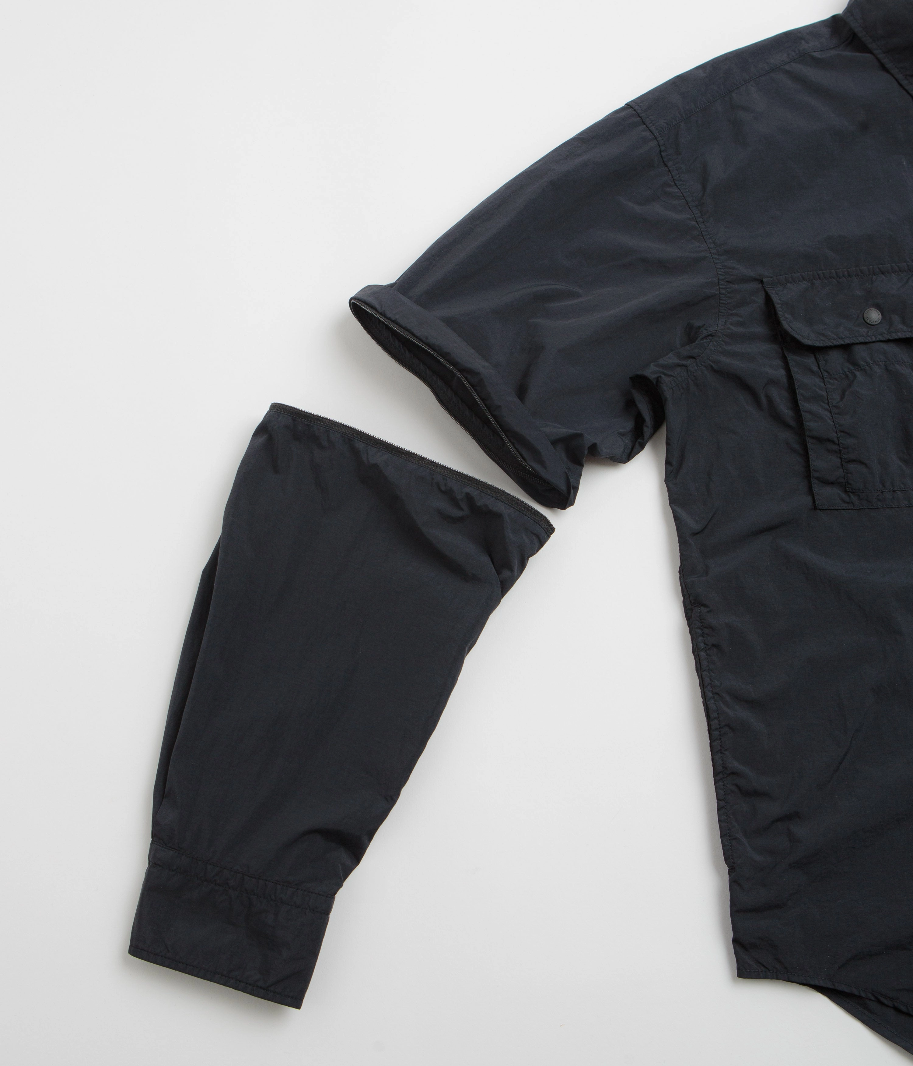 Snow Peak Garment Dyed Convertible Shirt - Black Durable Material Artistic Design