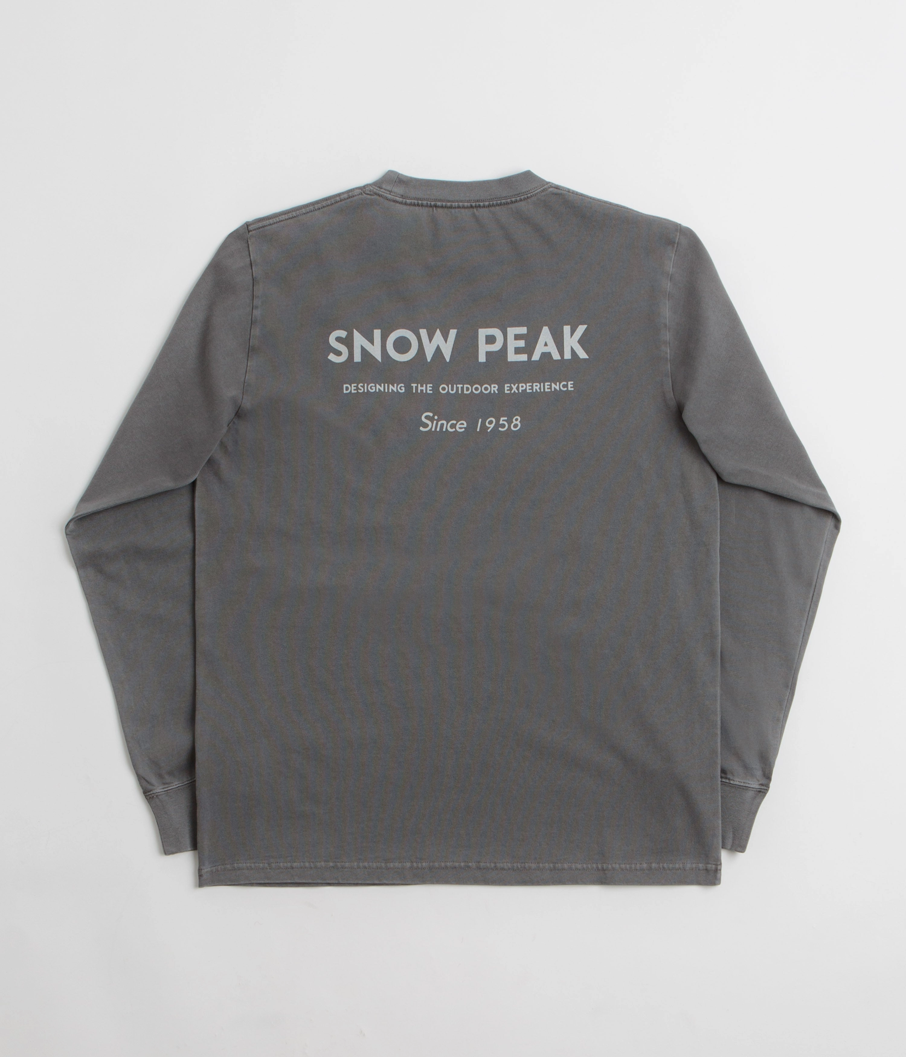 Skinny Fit Snow Peak Garment Dyed Long Sleeve T-Shirt - Charcoal