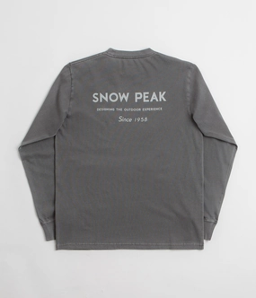 Skinny Fit Snow Peak Garment Dyed Long Sleeve T-Shirt - Charcoal