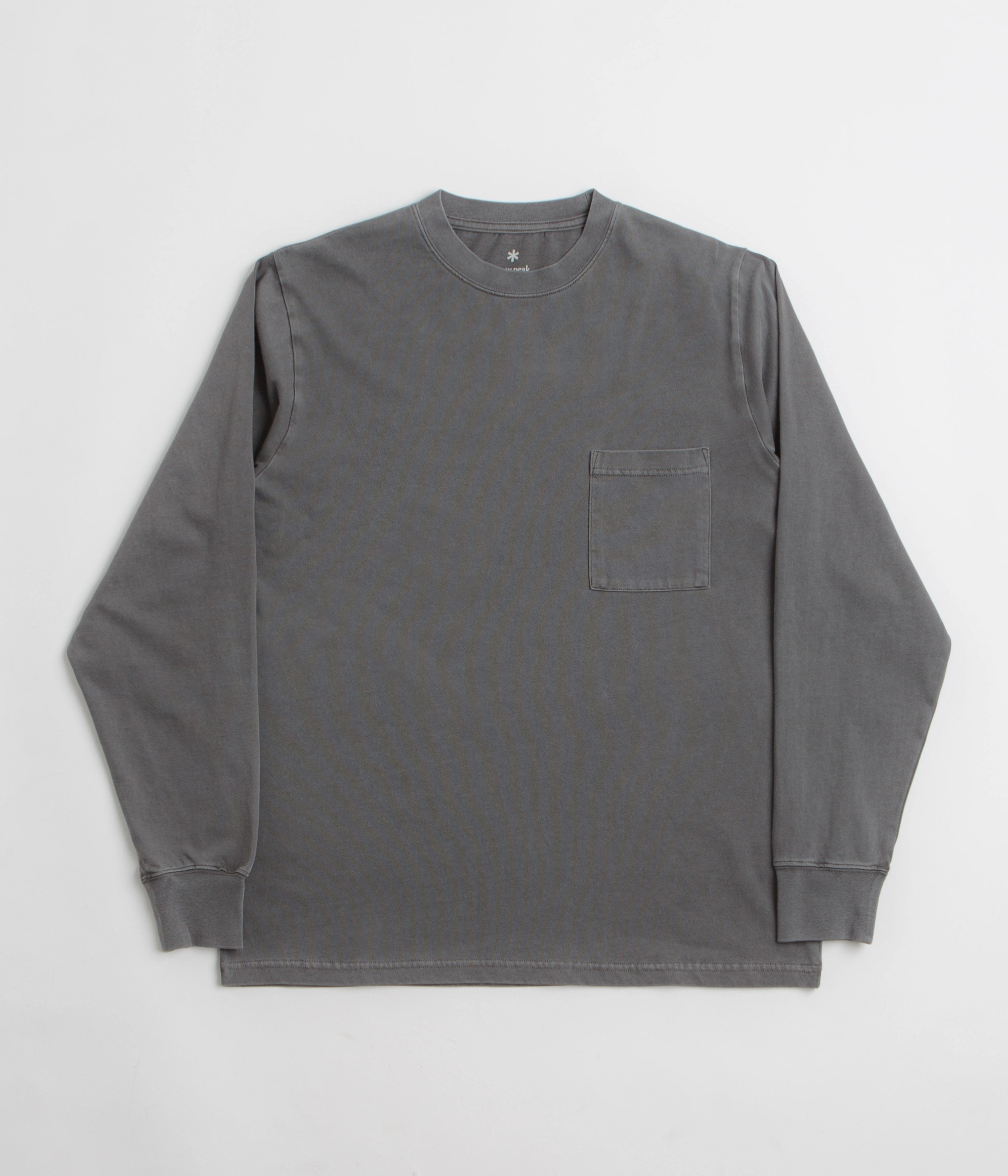 Snow Peak Garment Dyed Long Sleeve T-Shirt - Charcoal Natural Fiber Blend Zip Up