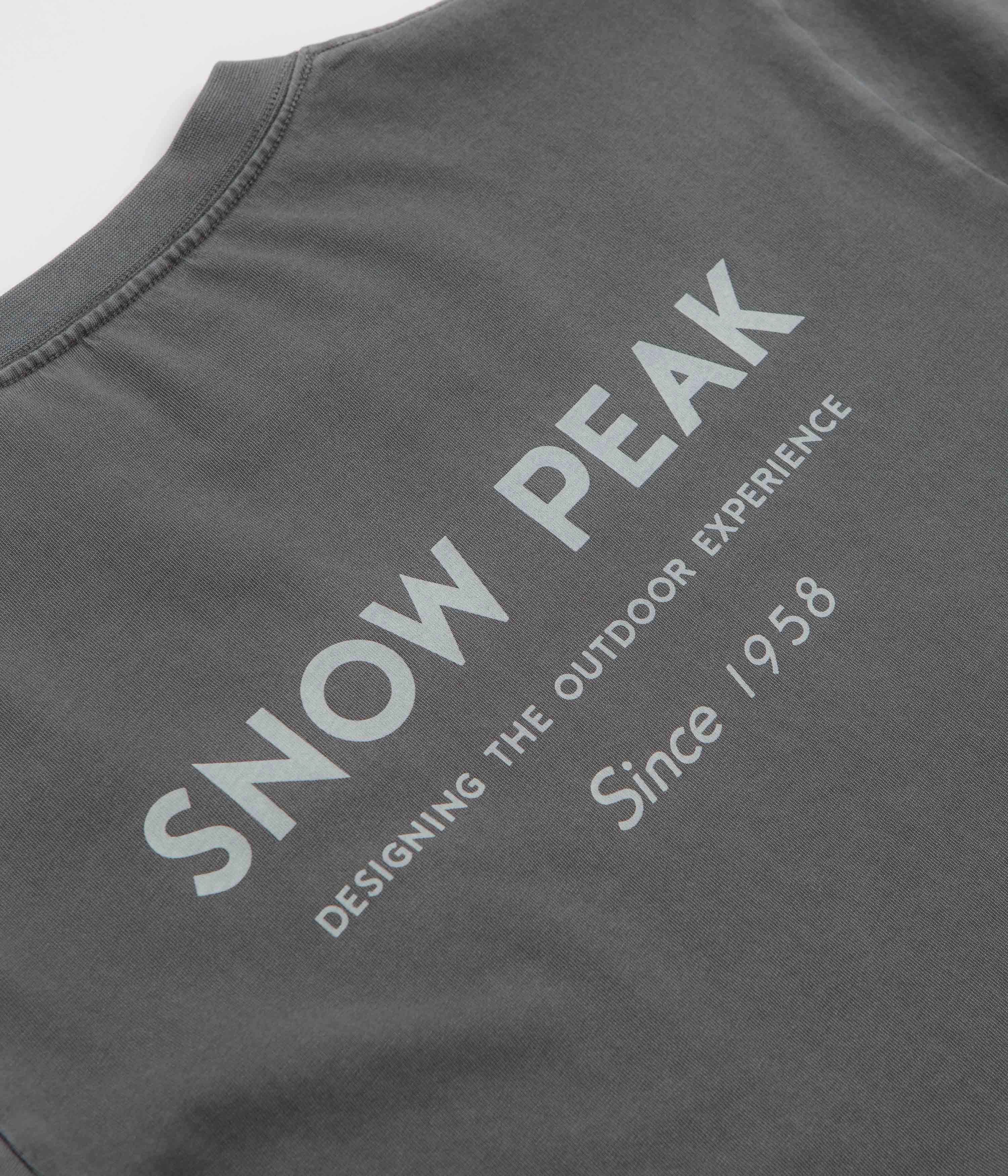 Snow Peak Garment Dyed Long Sleeve T-Shirt - Charcoal Multi Purpose Wear Heather Jersey Material