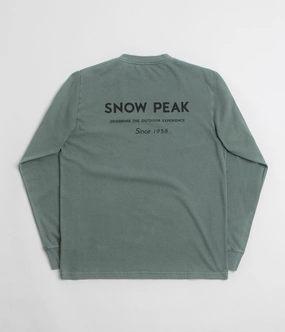 harmonious Outdoor Light Snow Peak Garment Dyed Long Sleeve T-Shirt - Dark Green