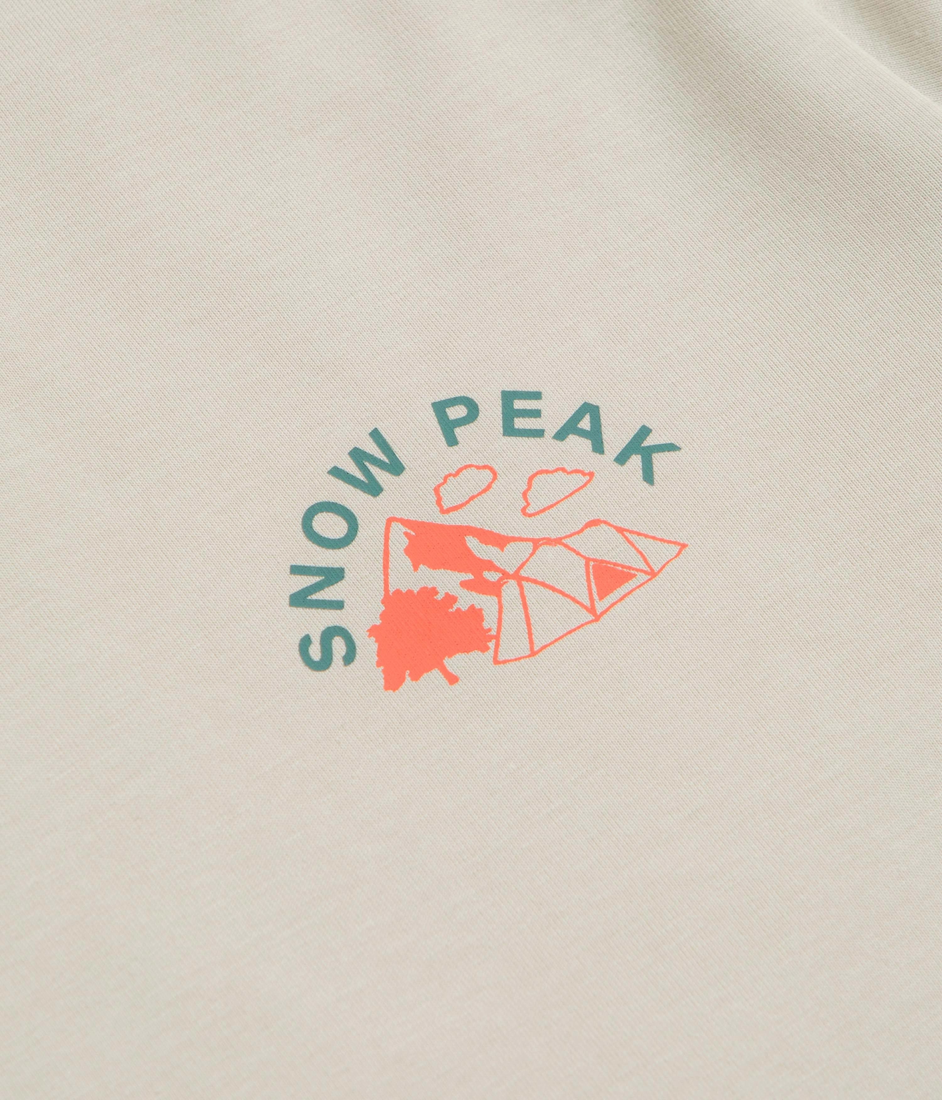 Multi Panel Structure Modern Design Snow Peak Living With Nature Long Sleeve T-Shirt - Ivory