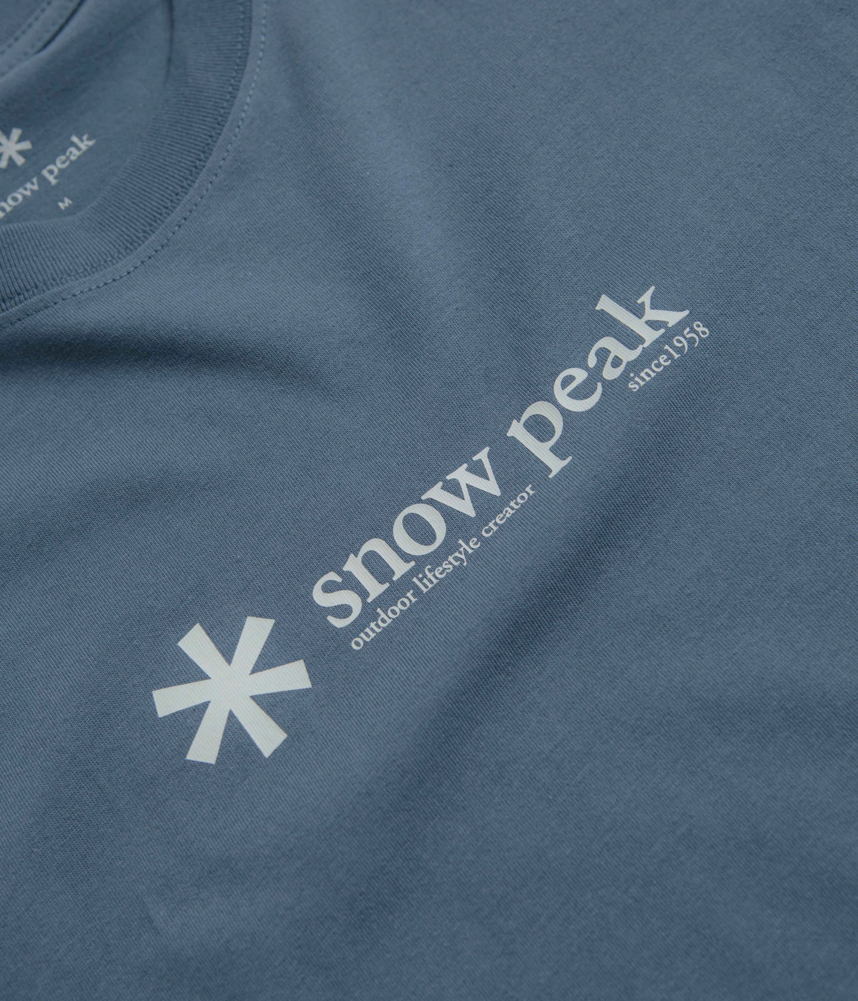 Classic Fit Practical Design Snow Peak Logo T-Shirt - Slate Blue