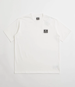 Snow Peak NSD Square Logo T-Shirt - Off White Durable Collar Construction