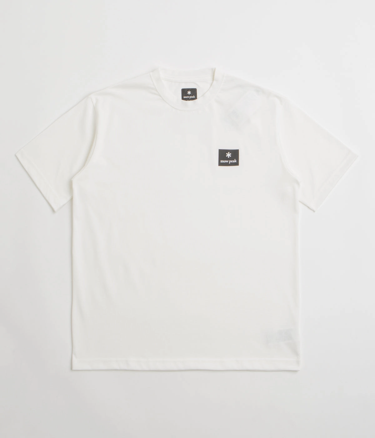 Snow Peak NSD Square Logo T-Shirt - Off White Durable Collar Construction