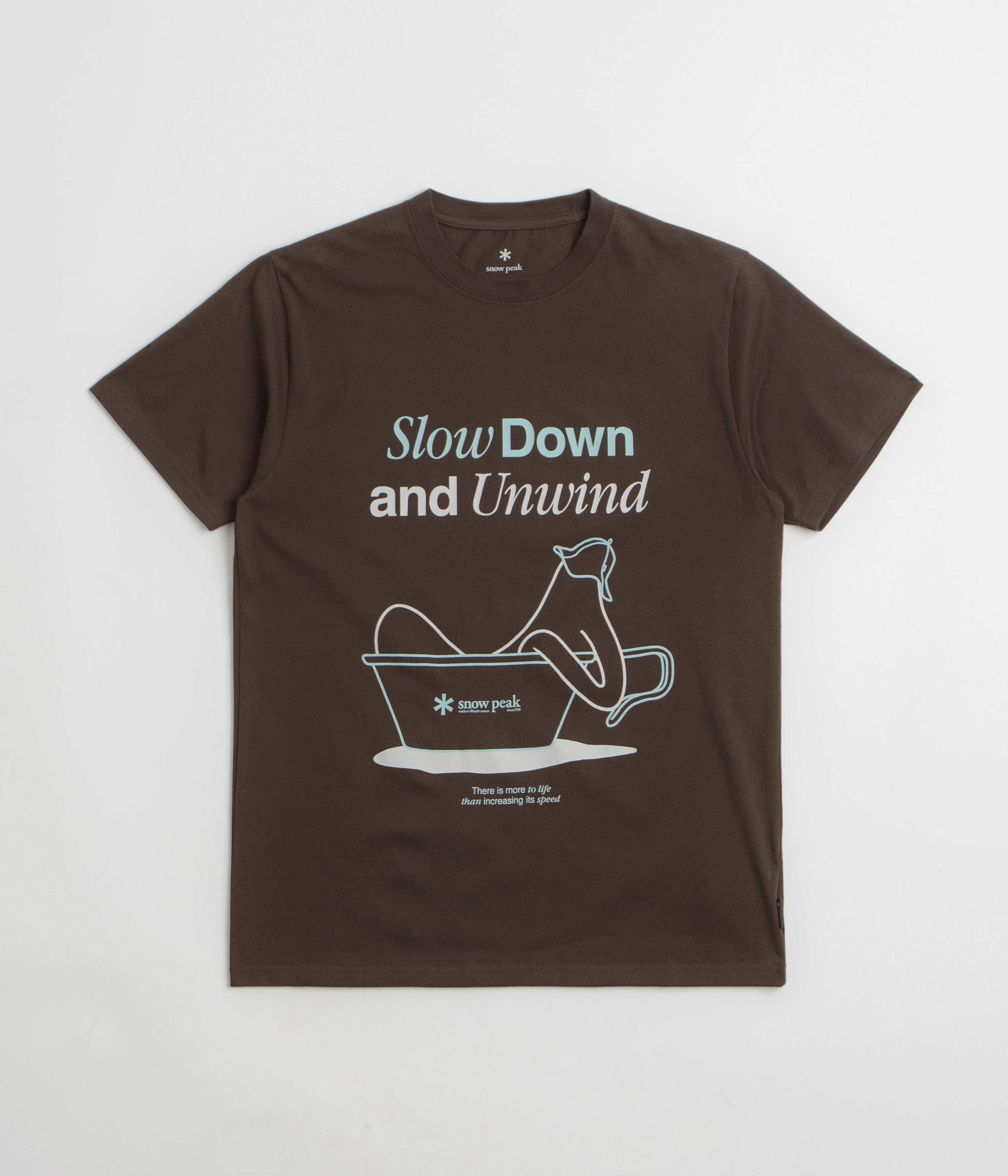 Snow Peak Relaxation T-Shirt - Dark Brown NoSideSeam Geometric Print