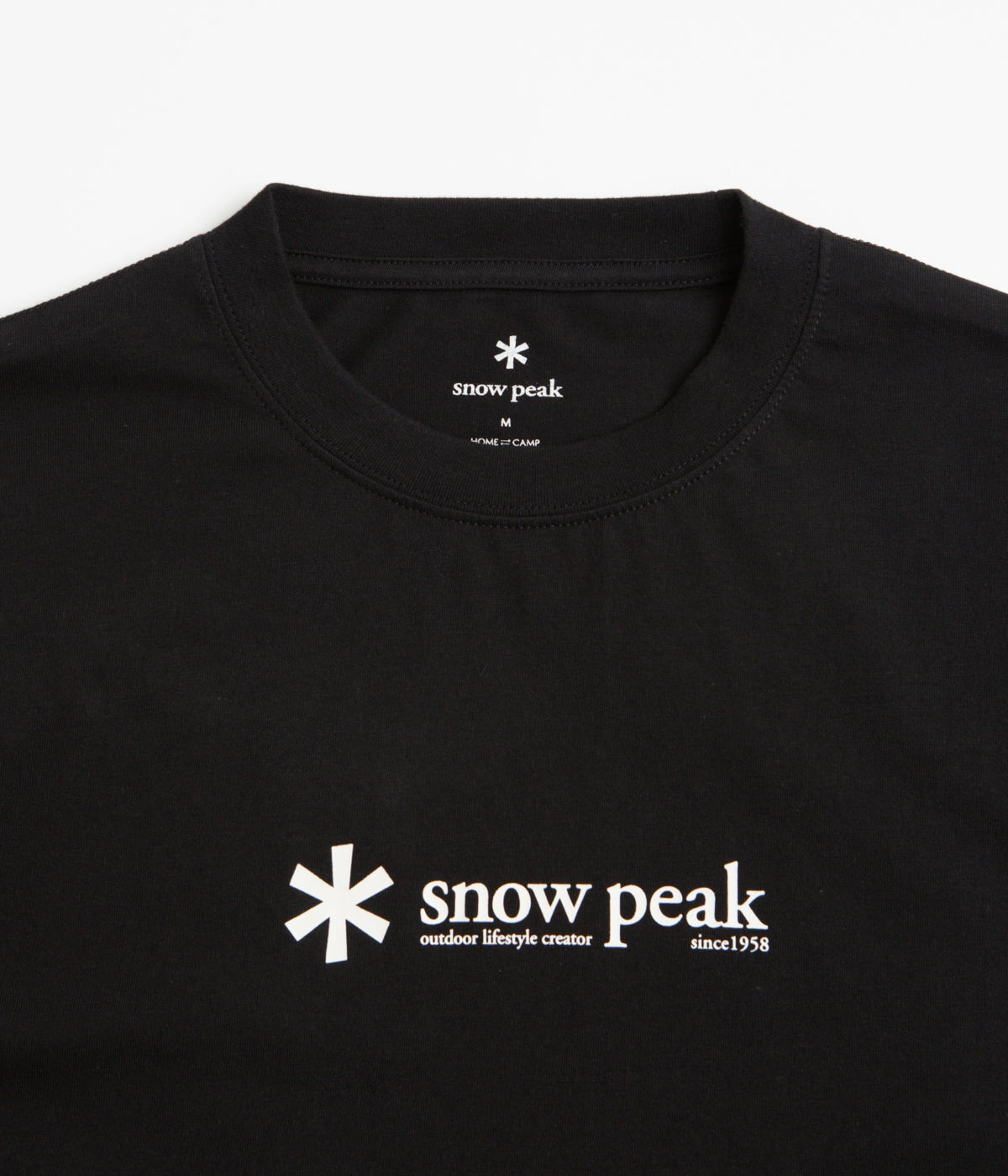Snow Peak Soft Cotton Logo T-Shirt - Black Crew Neck Design Functional Side Gussets