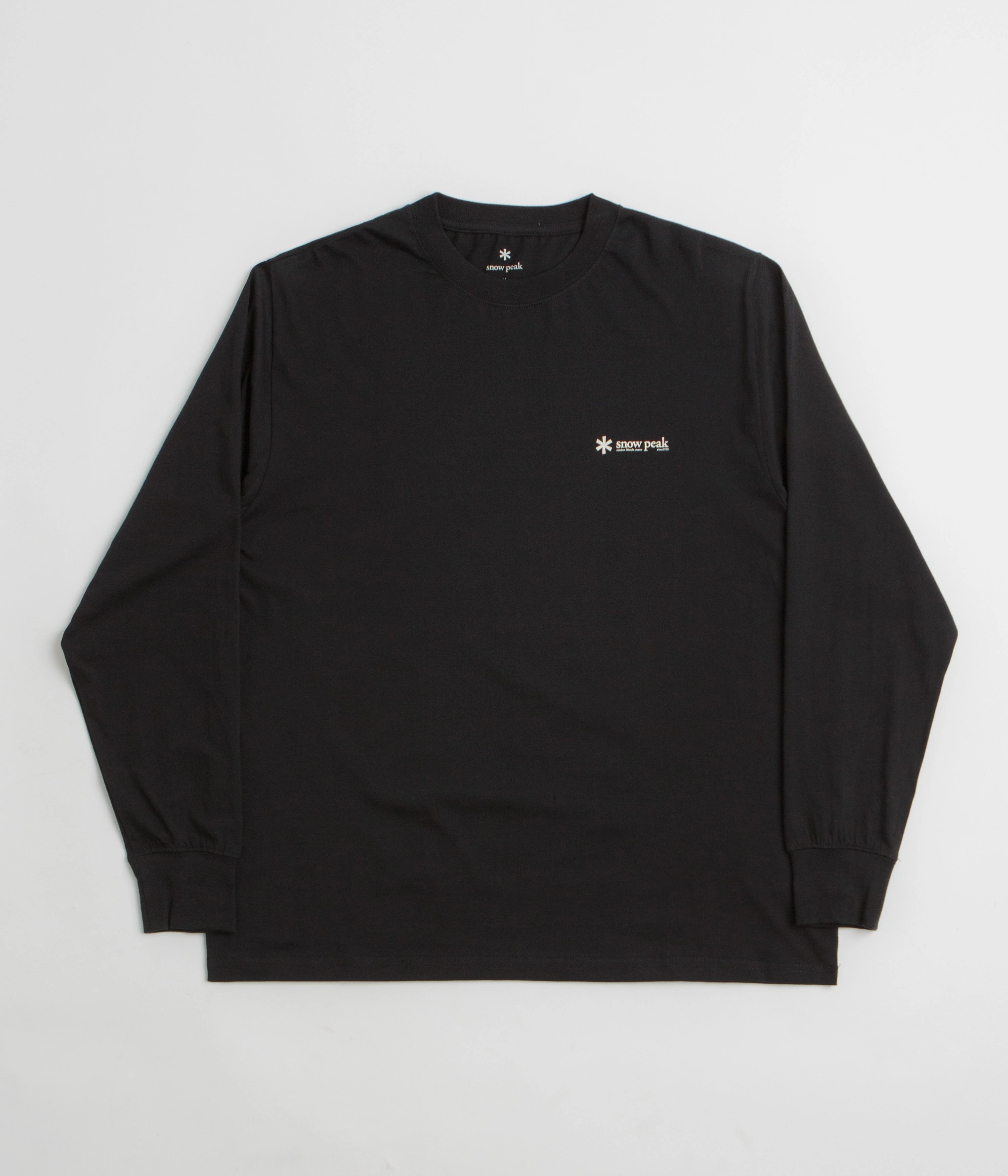 Snow Peak Soft Cotton Relaxed Logo Long Sleeve T-Shirt - Black AntiStaticFinish