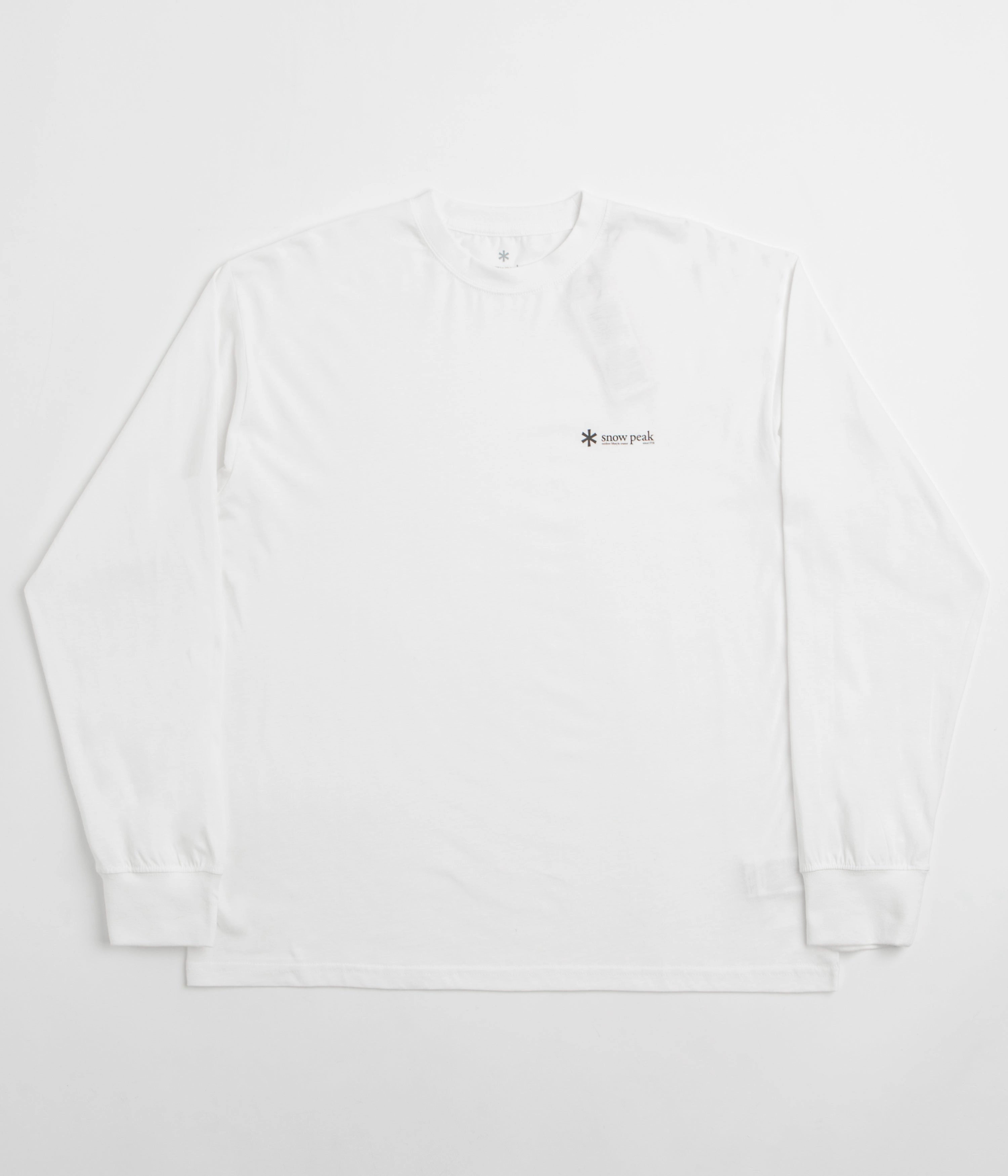 Essential Style Wear Snow Peak Soft Cotton Relaxed Logo Long Sleeve T-Shirt - Off White