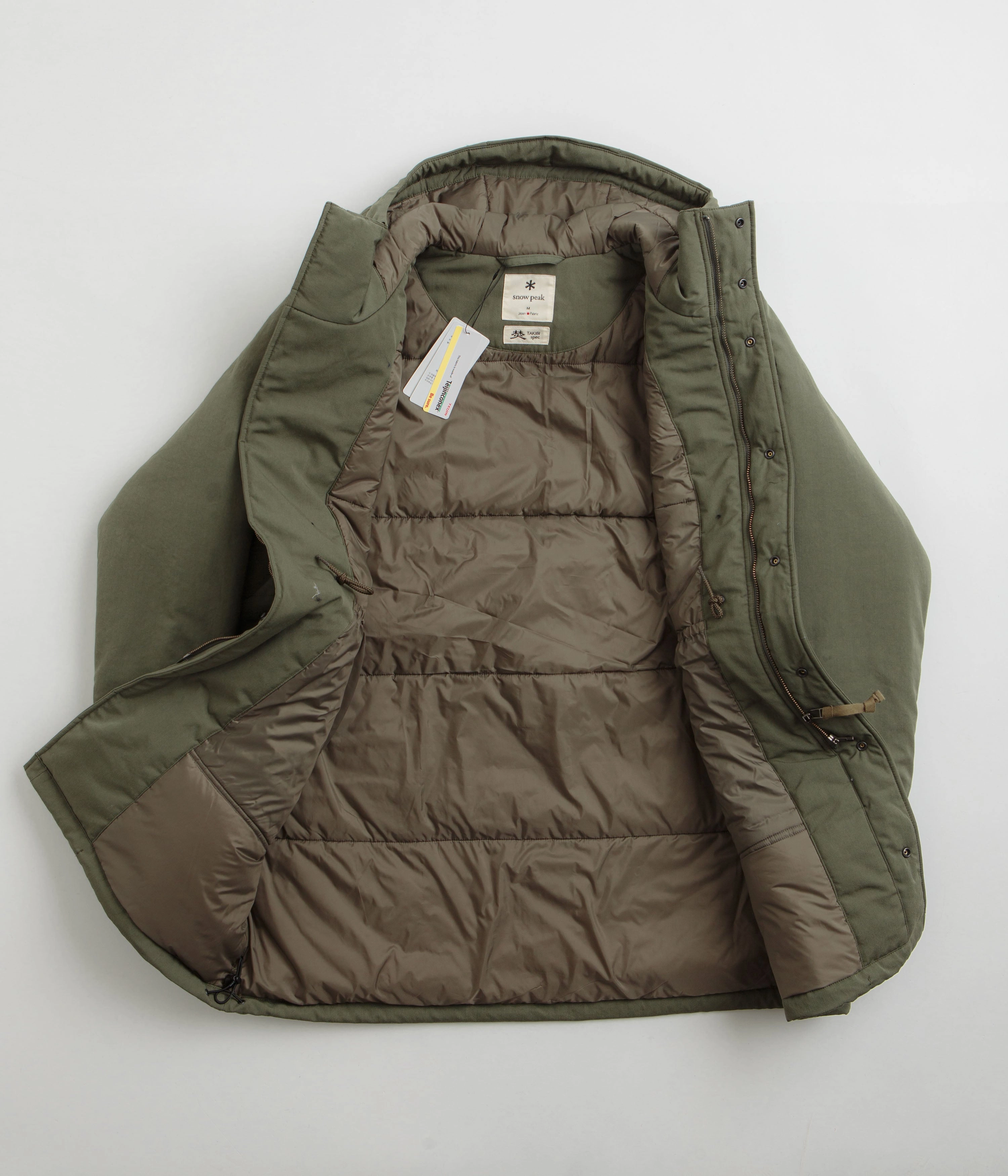 Snow Peak Takibi Weather Padded Coat - Olive Machine washable