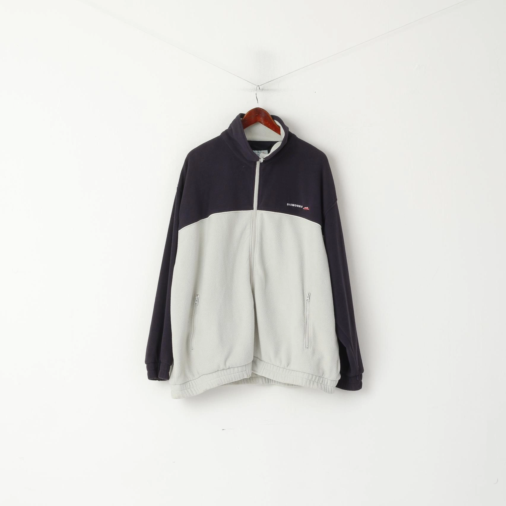 Urban Look product cycling suitable endurance Snowdonia Men 2XL Fleece Top Grey Navy Soft Zip Up Sweatshirt Sportswear Vintage