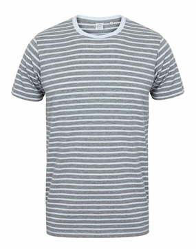 Unisex Striped T-Shirt | HEATHER GREY/WHITE Non Restrictive Silhouette