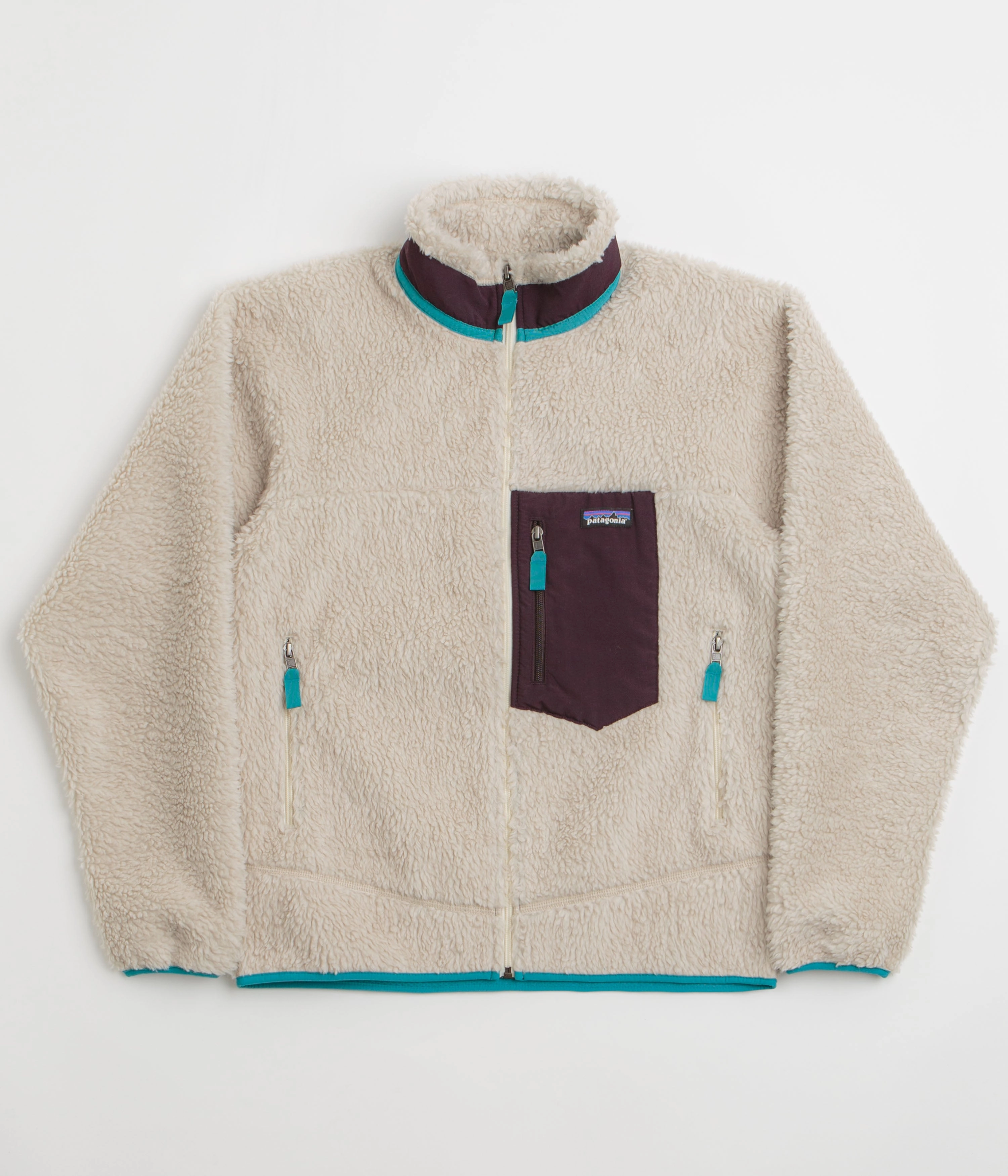 Patagonia Classic Retro-X Jacket - Natural / Obsidian Plum Anti Static Layer Raglan Sleeve