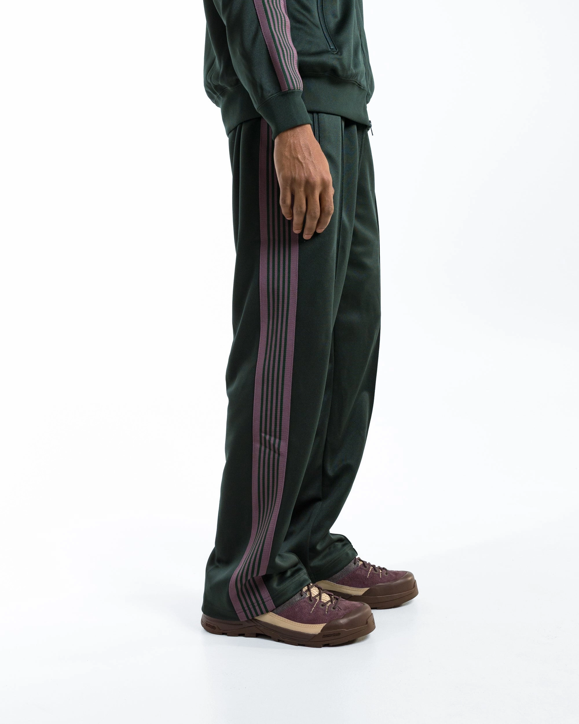 smooth zipper Wrinkle Resistant Track Pant - Green Poly Smooth