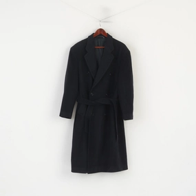 David Moss Colection Men S (M) Coat Navy Vintage Wool Cashmere Blend Belted Overcoat Fresh Look Breathable wear