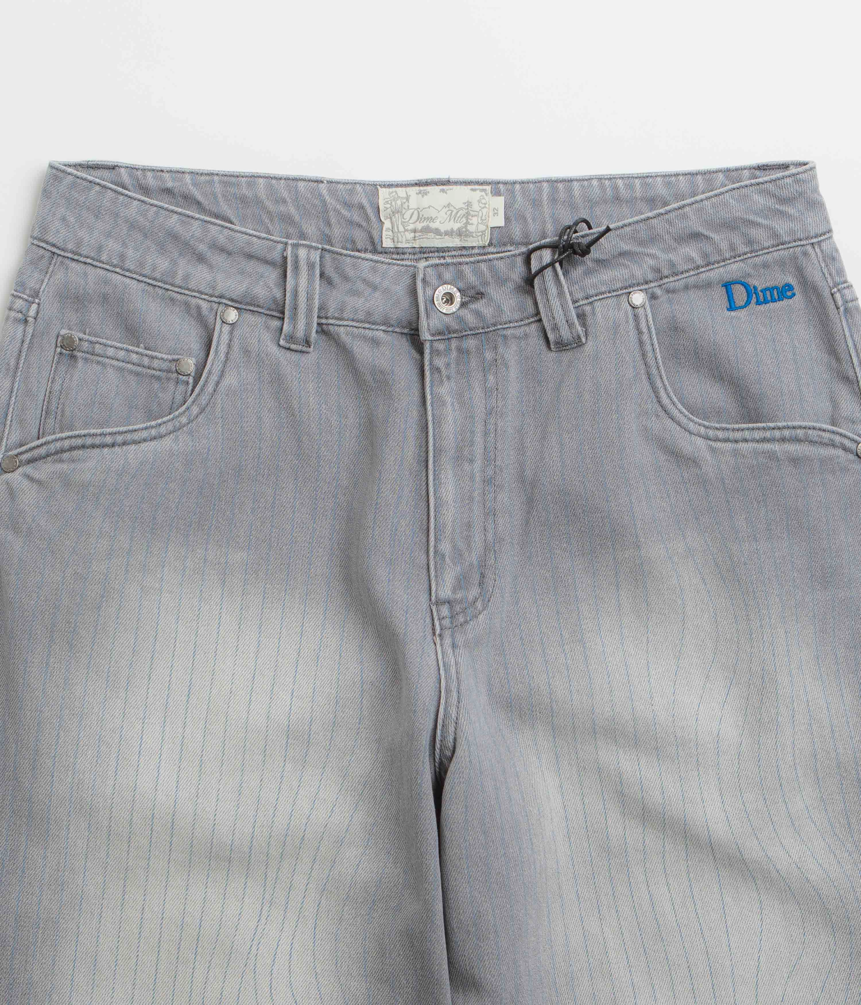 FlameRetardantTreatment StretchWaistband Dime Striped Classic Baggy Denim Pants - Sandblasted Grey