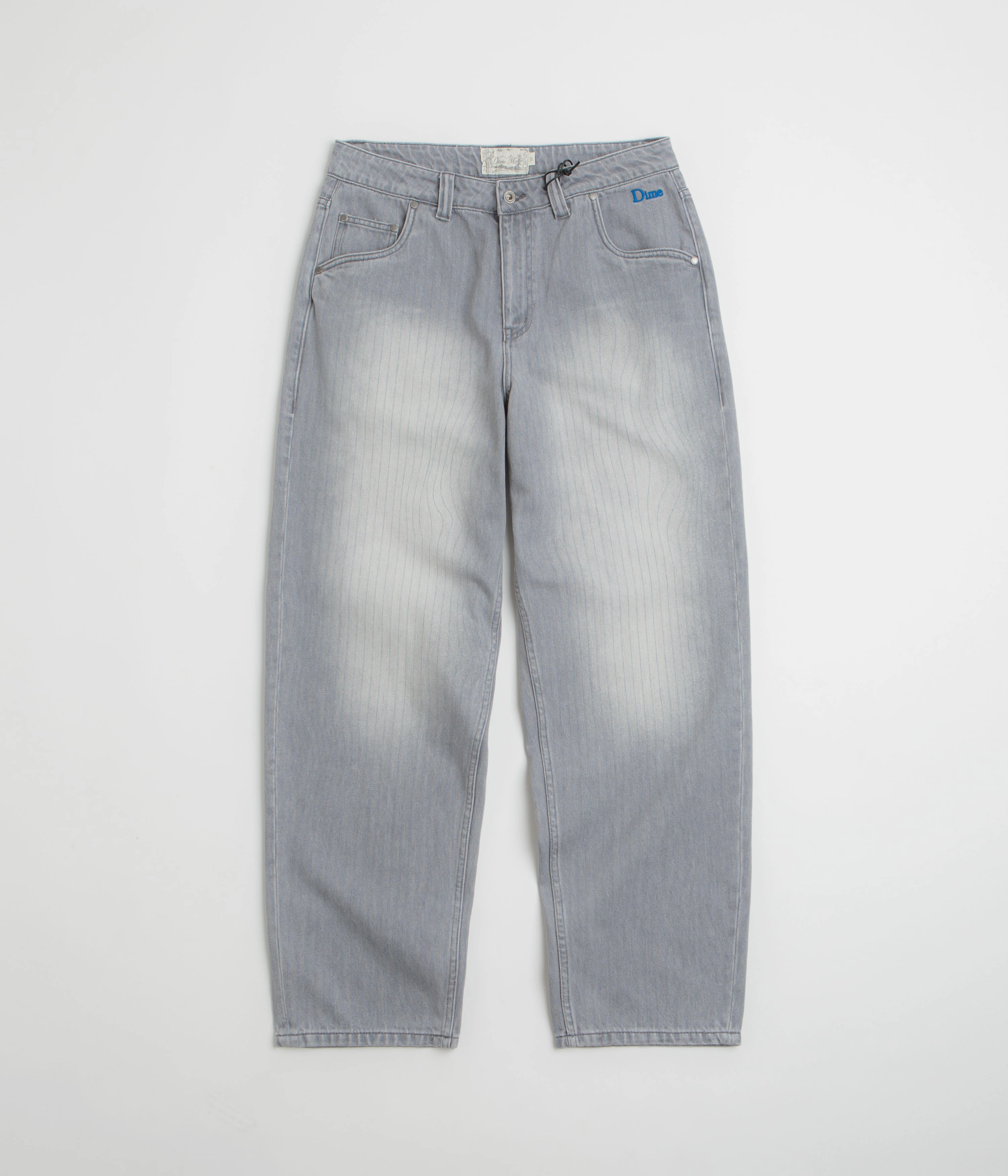 Printed design QuickReleaseBuckle Dime Striped Classic Baggy Denim Pants - Sandblasted Grey