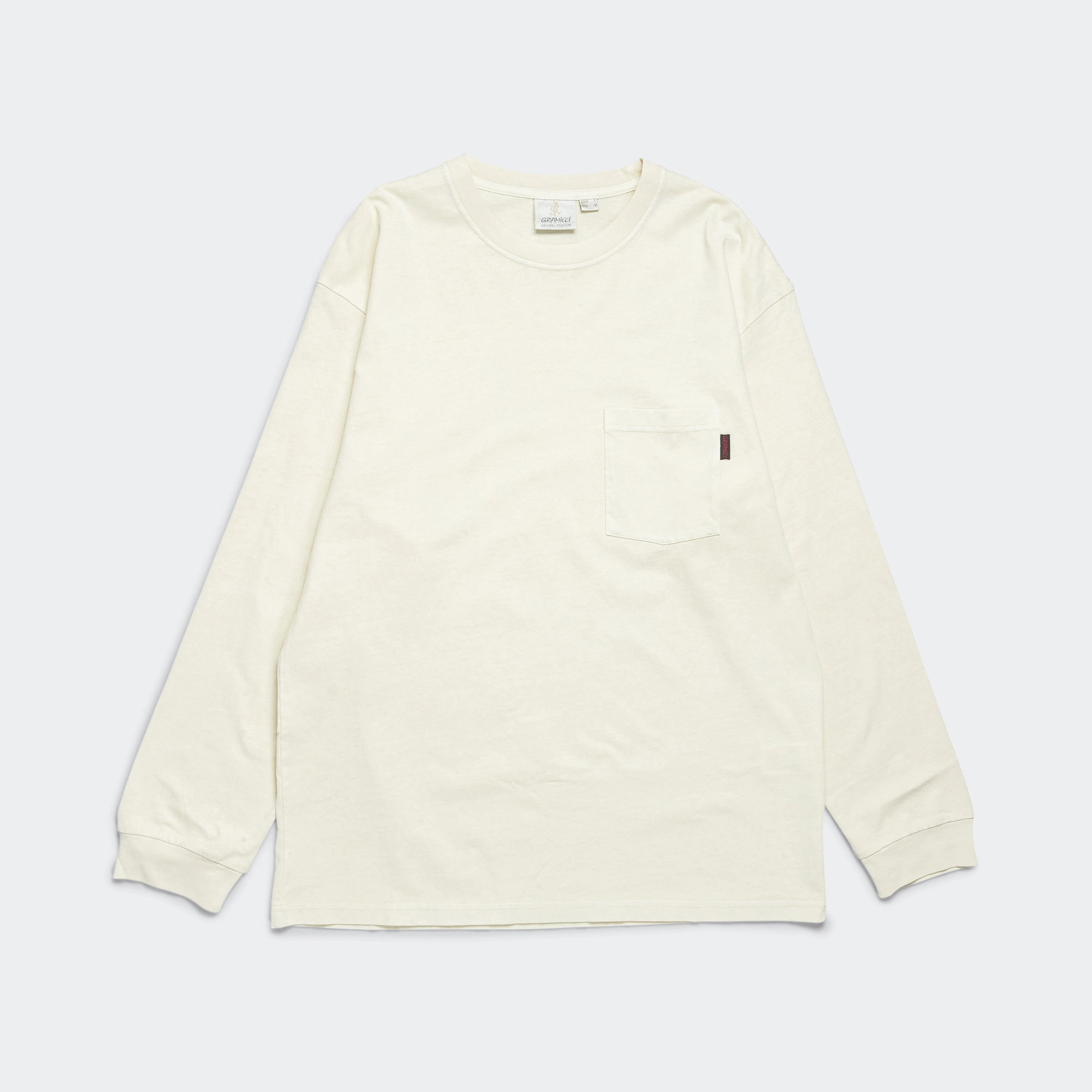 Long Sleeve Pocket Tee Pigment Dyed - Natural Ethically Sourced Cotton Double Stitched Hem