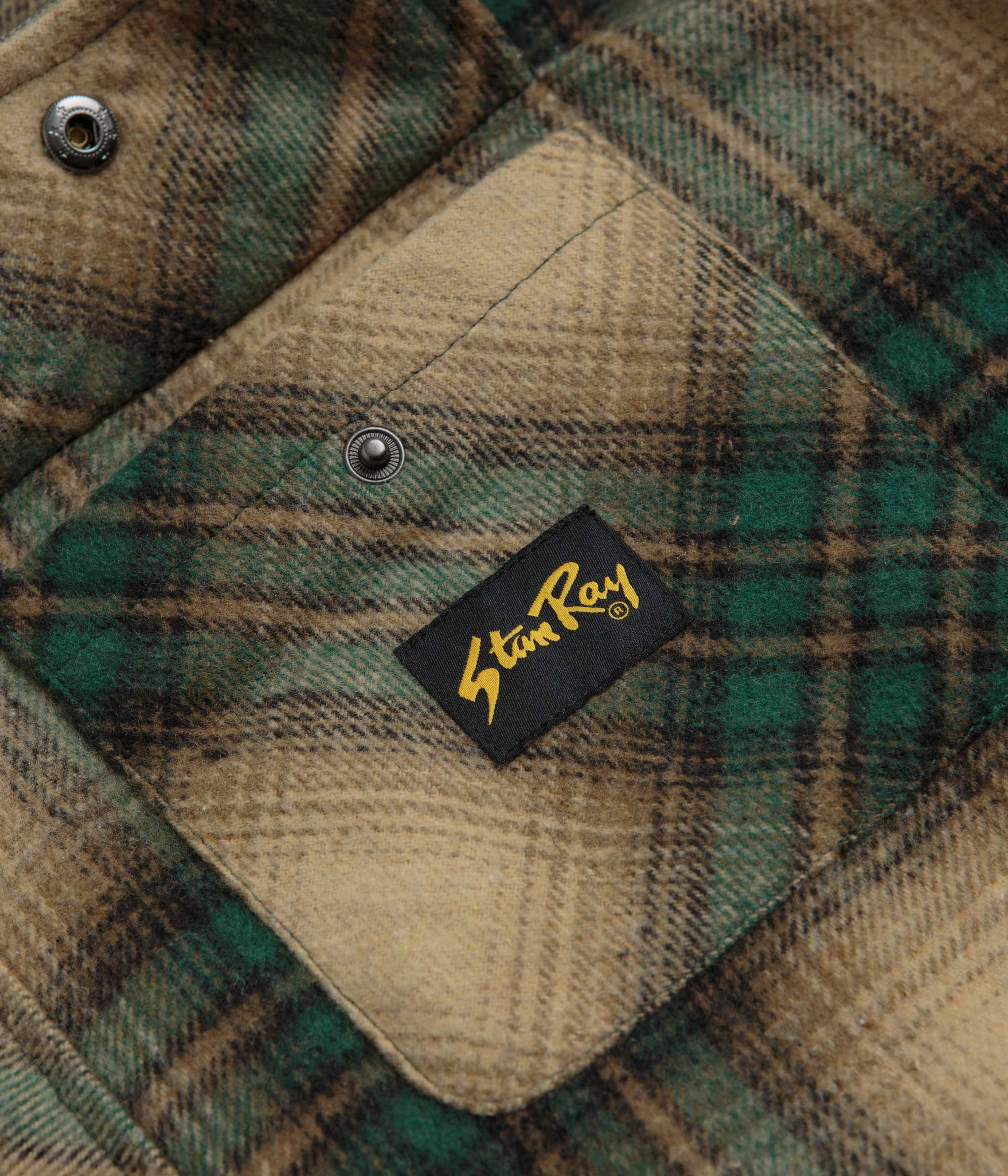 Ultra Thin Insulation Stan Ray Quilted Plaid Overshirt - Olive Plaid