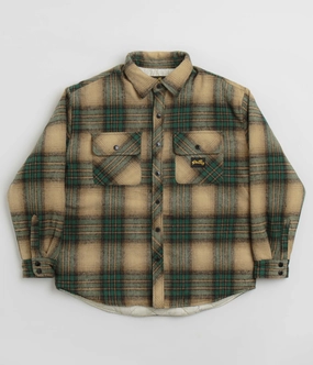 Layer Look Grade Stan Ray Quilted Plaid Overshirt - Olive Plaid