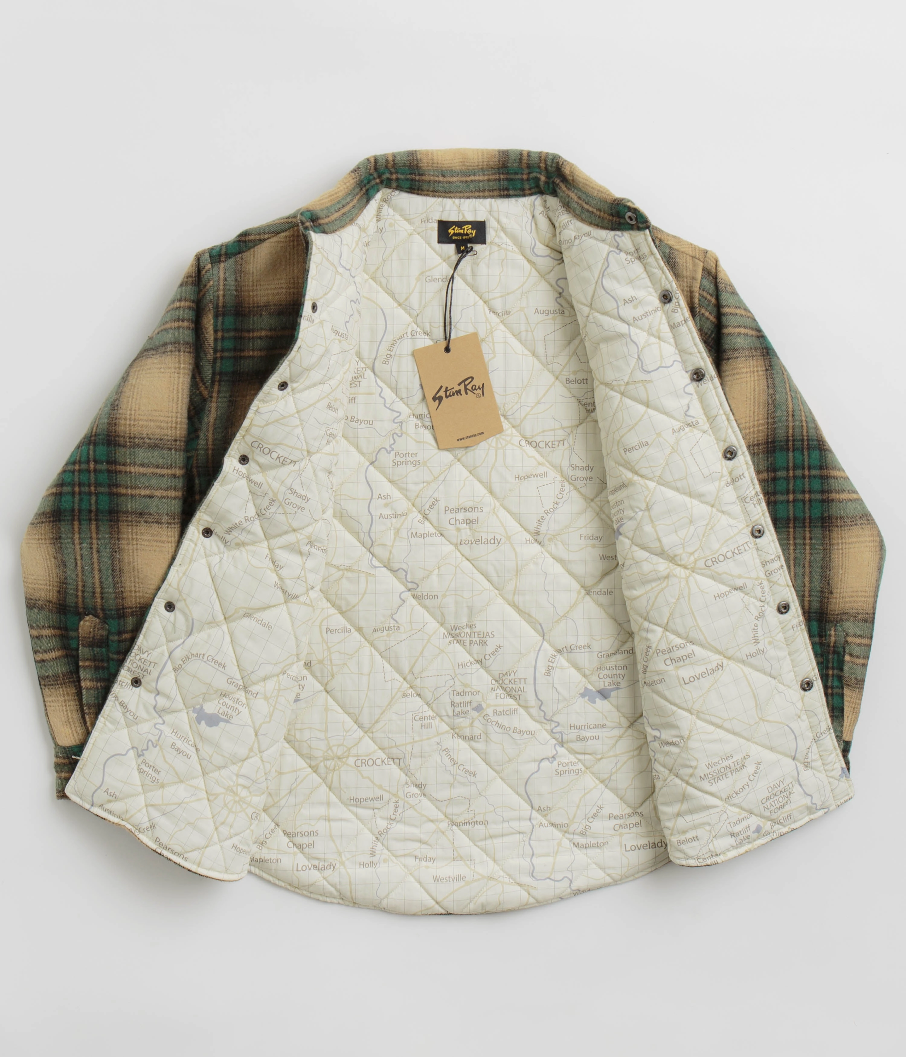 Stan Ray Quilted Plaid Overshirt - Olive Plaid Paper