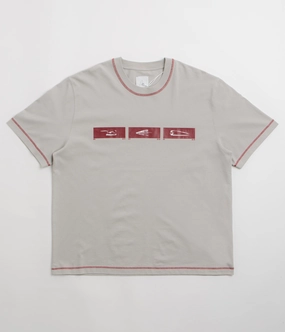 ROA Sticks Stitch T-Shirt - Light Grey Fur combination