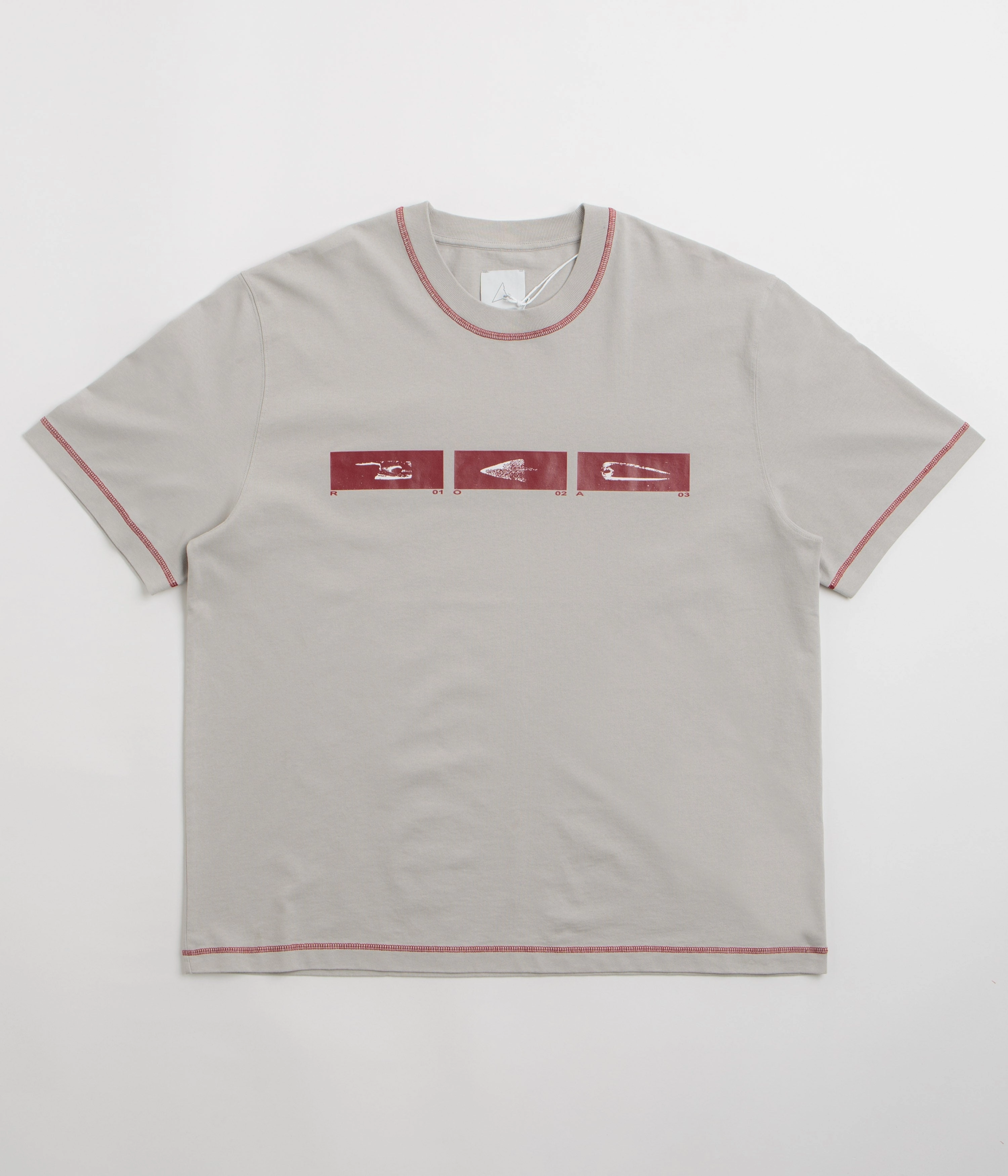 ROA Sticks Stitch T-Shirt - Light Grey Fur combination