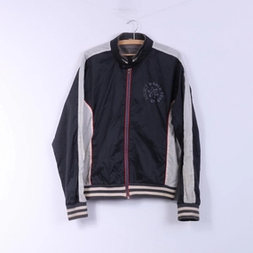 Smooth Texture Soviet Jeans Men L Jacket Black Nylon Full Zipper Beyond Jeans Light Top